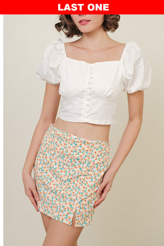 ABIGAIL SKIRT IN WHITE/CORAL