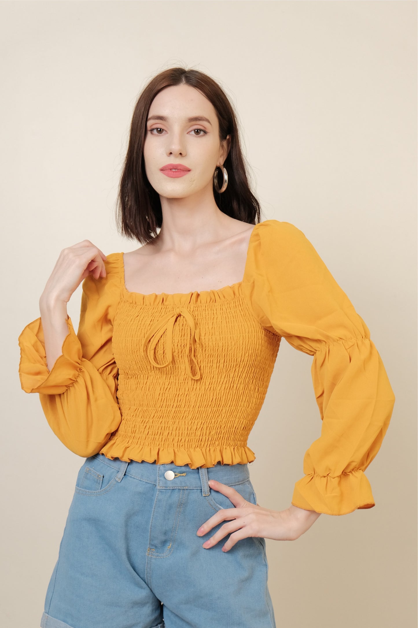 SARAH TOP IN YELLOW MUSTARD