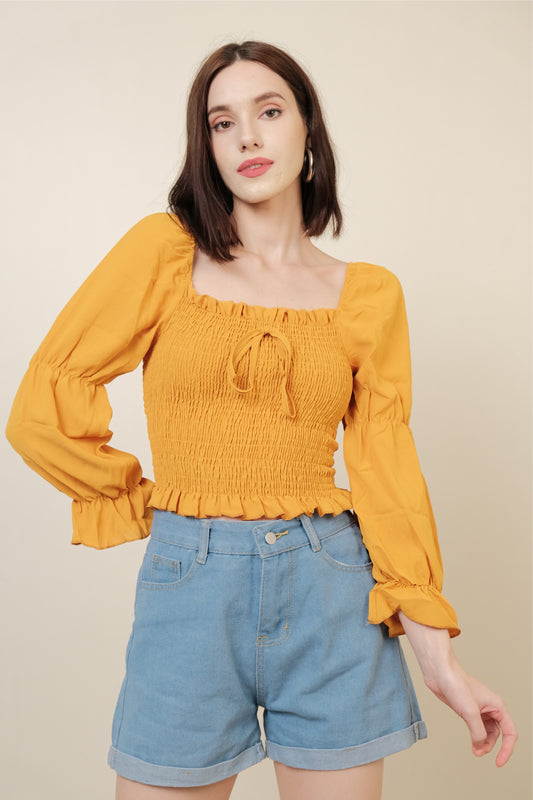 SARAH TOP IN YELLOW MUSTARD