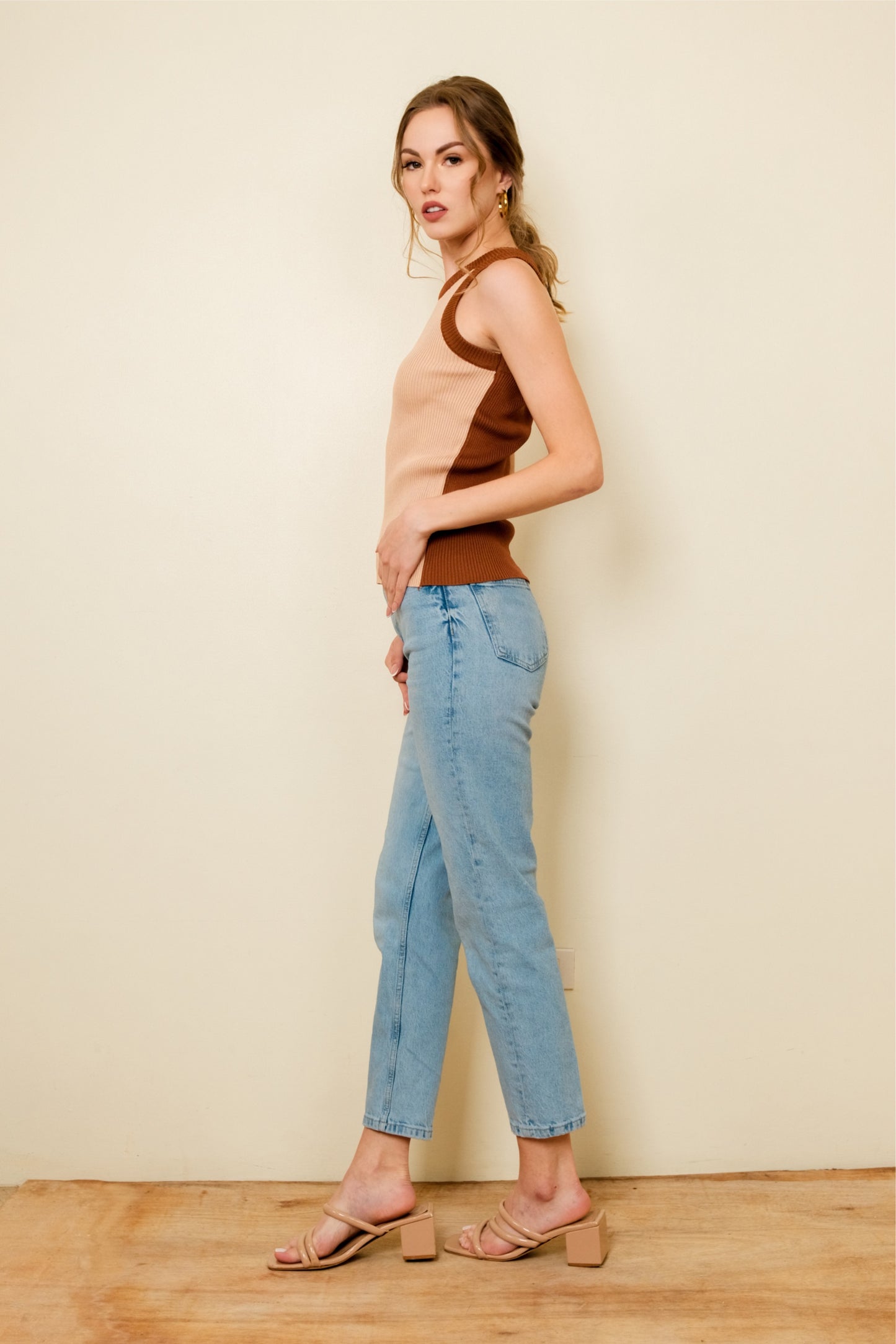 LEI TOP IN BROWN/BEIGE