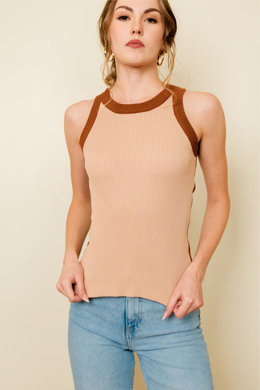 LEI TOP IN BROWN/BEIGE