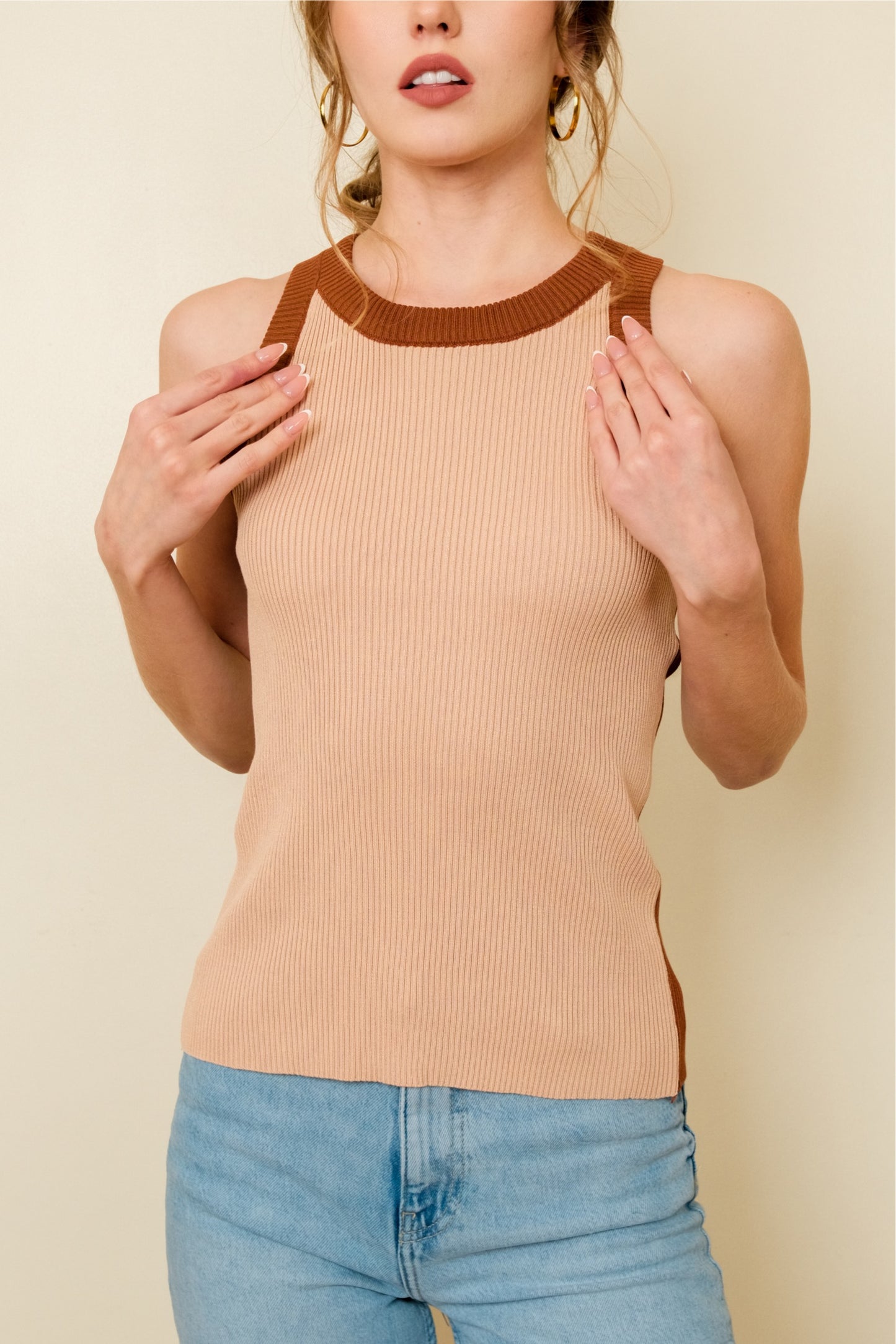 LEI TOP IN BROWN/BEIGE