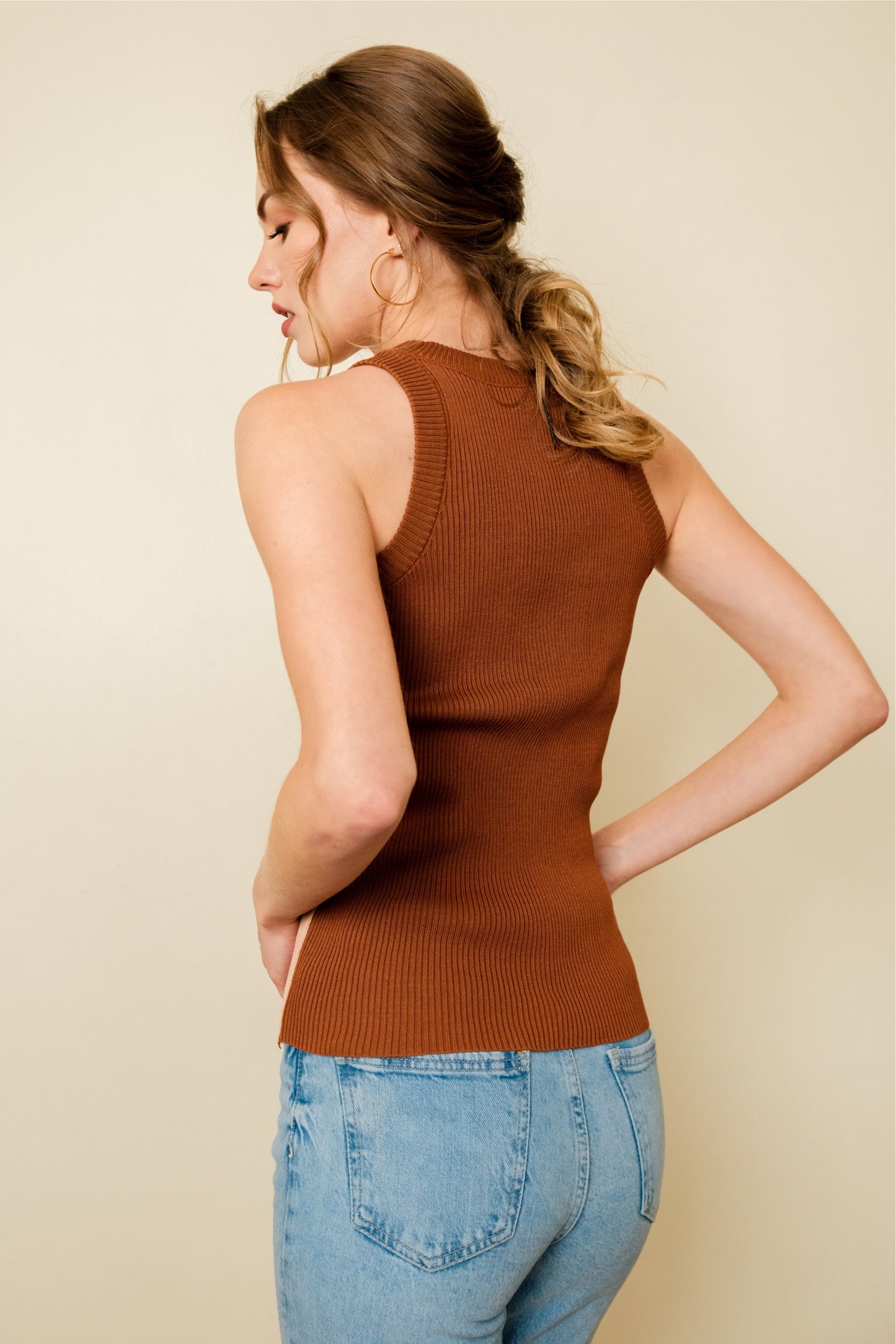 LEI TOP IN BROWN/BEIGE