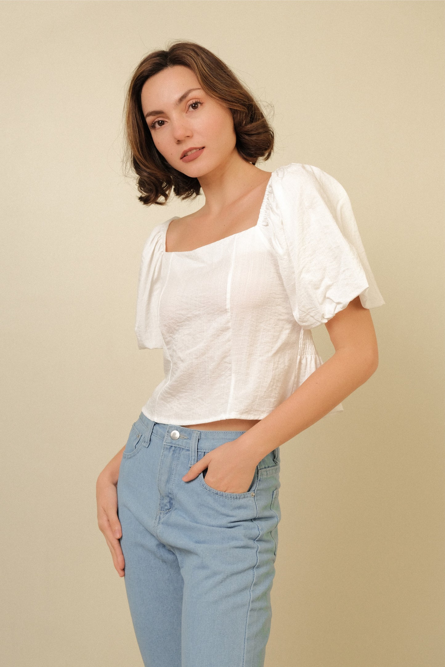 GENEVIEVE TOP IN WHITE