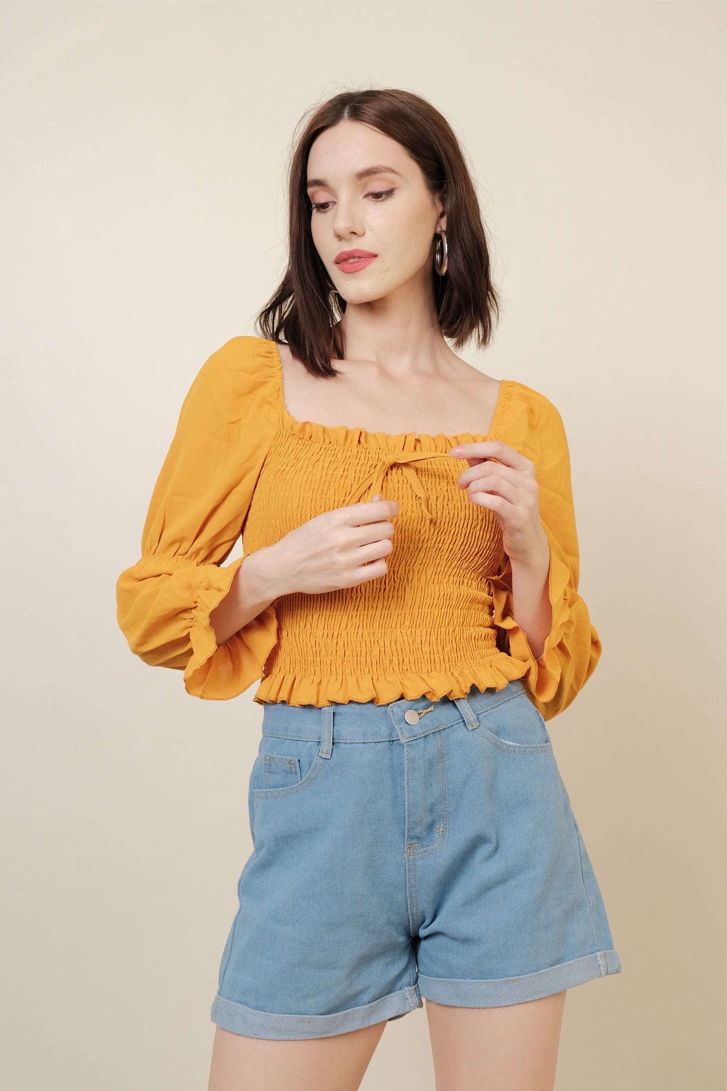 SARAH TOP IN YELLOW MUSTARD