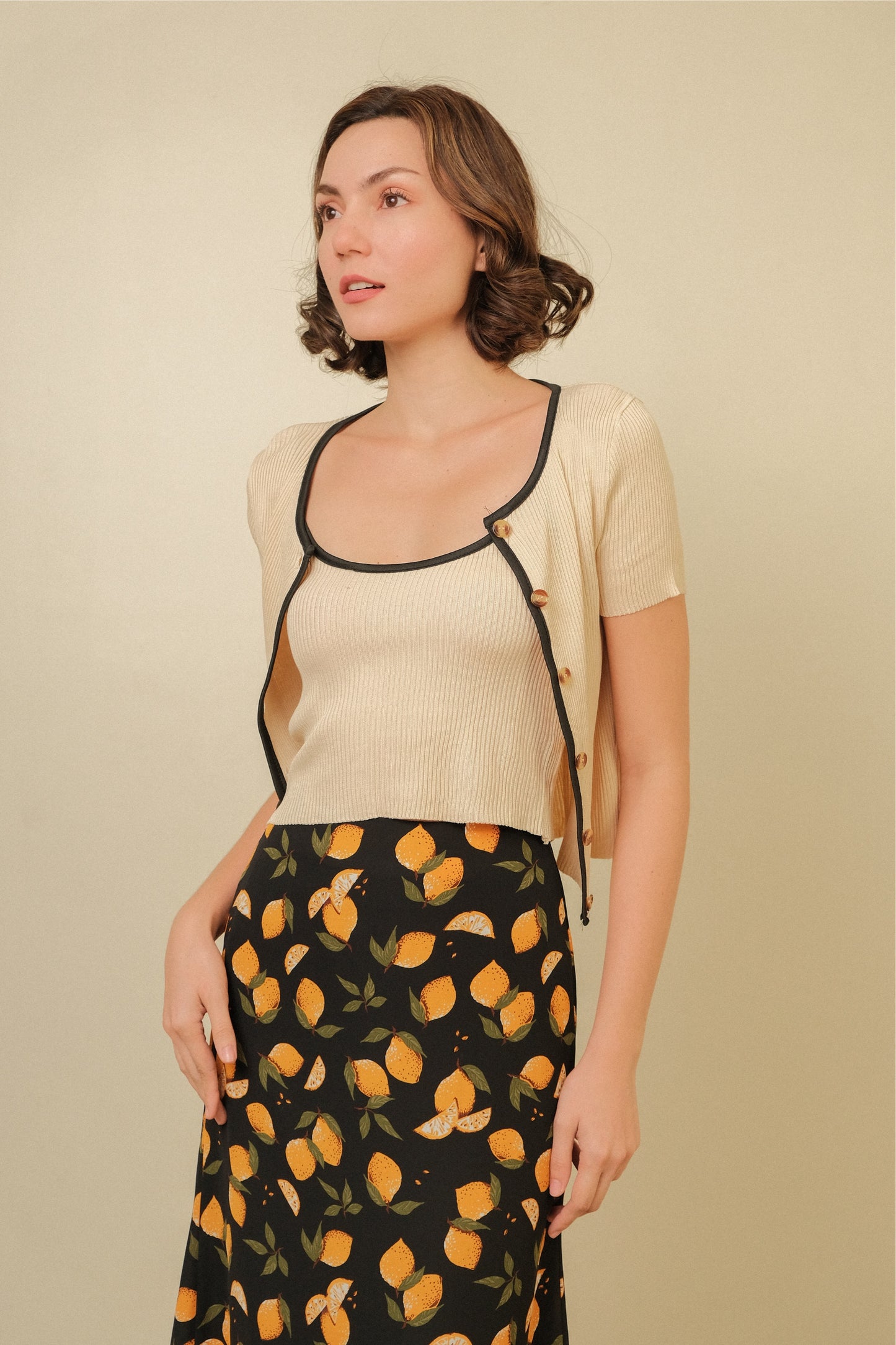 MISSY CAMI AND CARDIGAN SET IN BEIGE