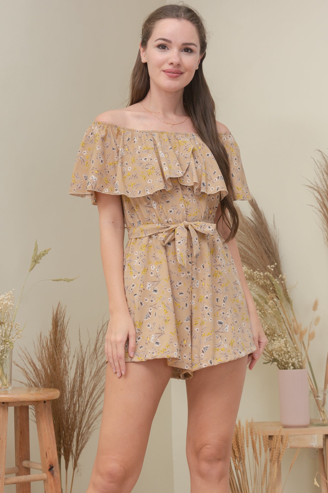 SADIE ROMPER IN TAN