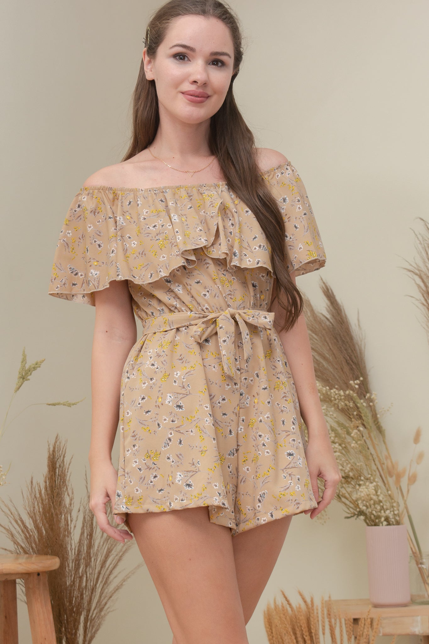 SADIE ROMPER IN TAN