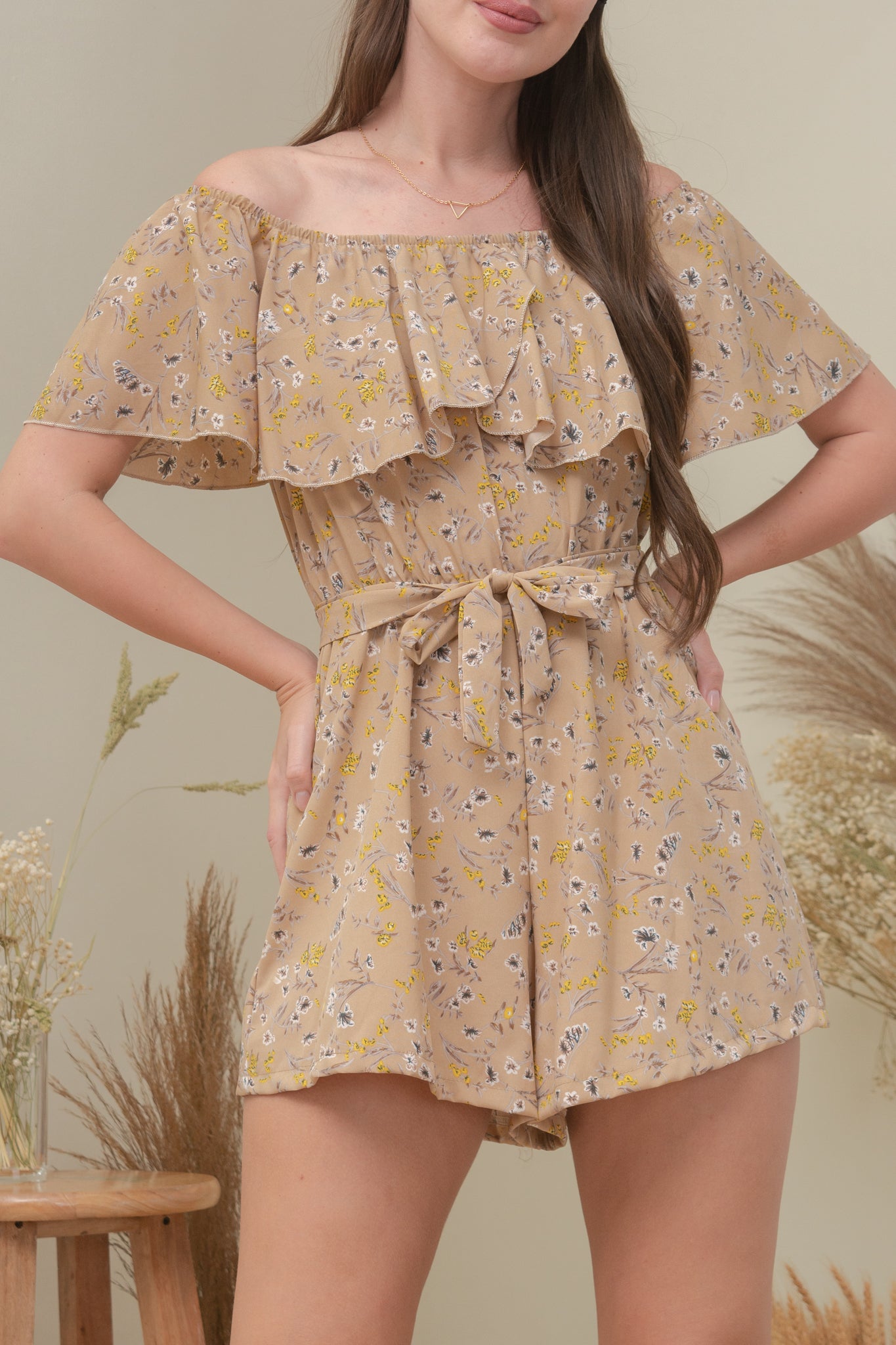 SADIE ROMPER IN TAN
