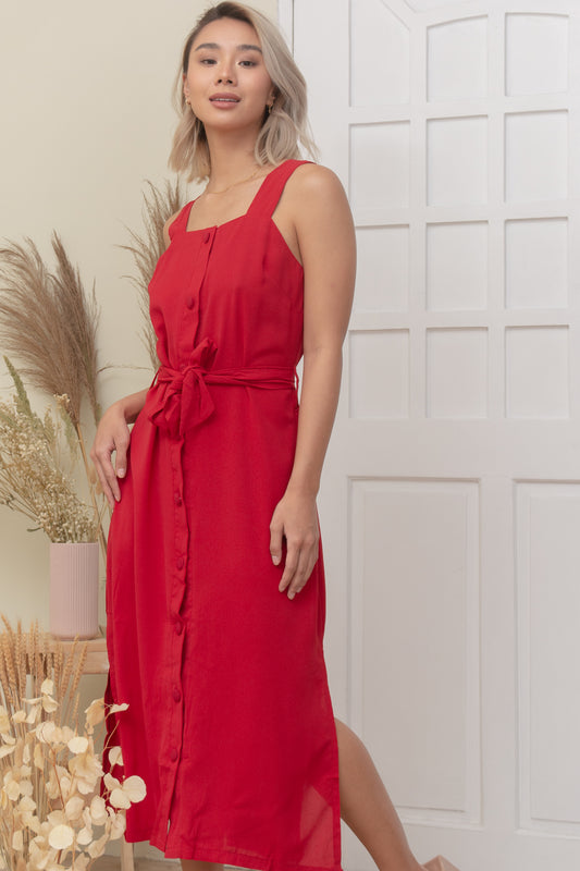 CORA DRESS IN RED MAROON