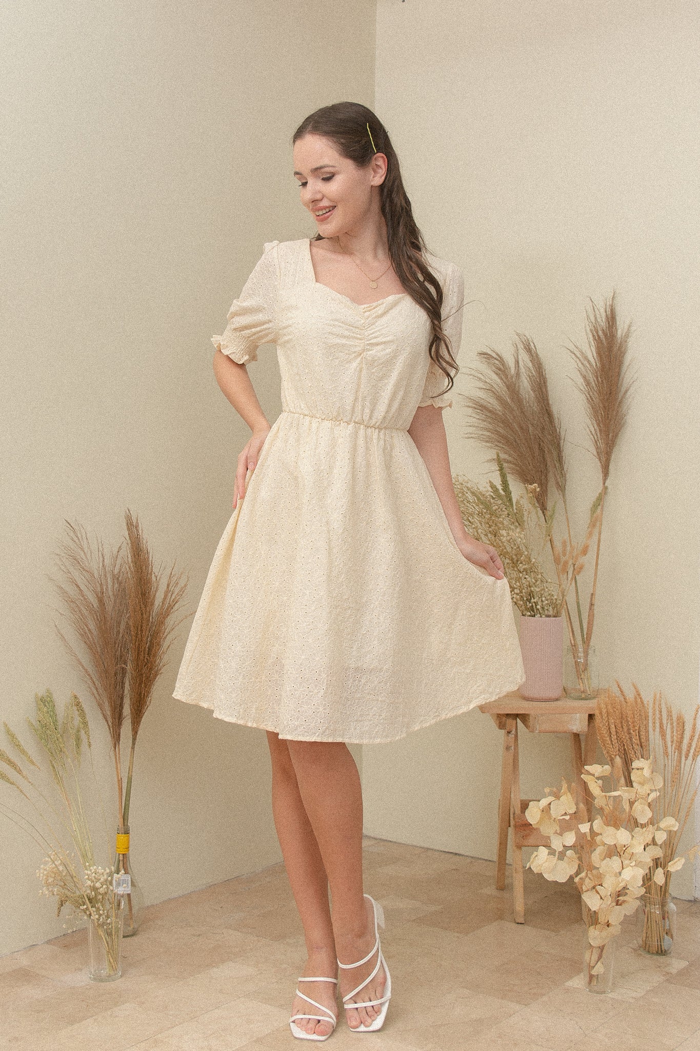 LOUELLA DRESS IN CREAM