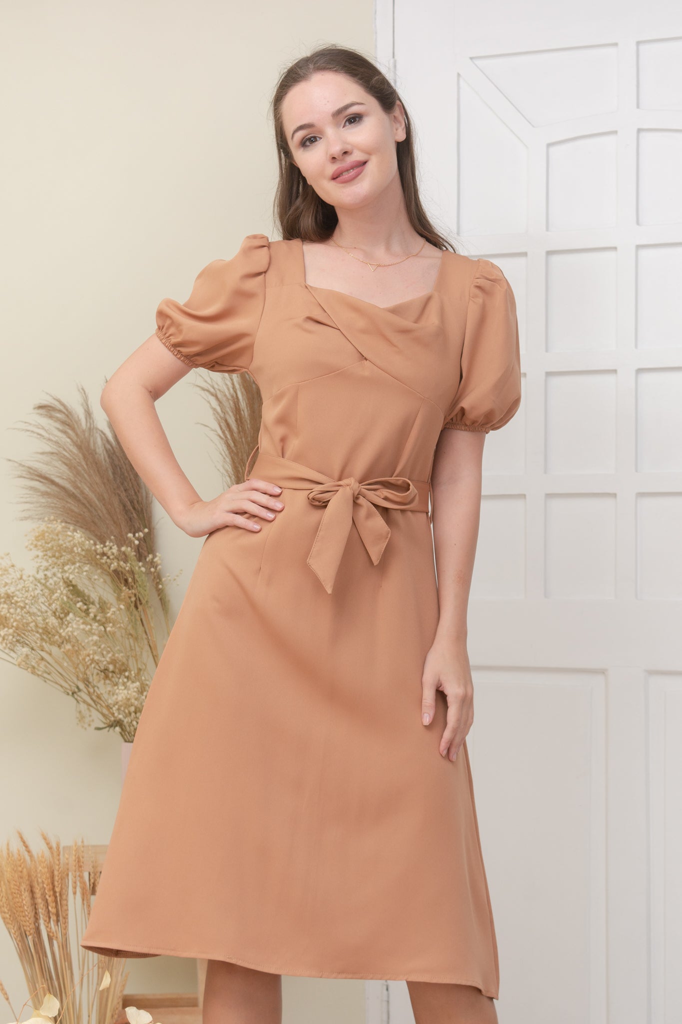 BLAKE DRESS IN ALMOND