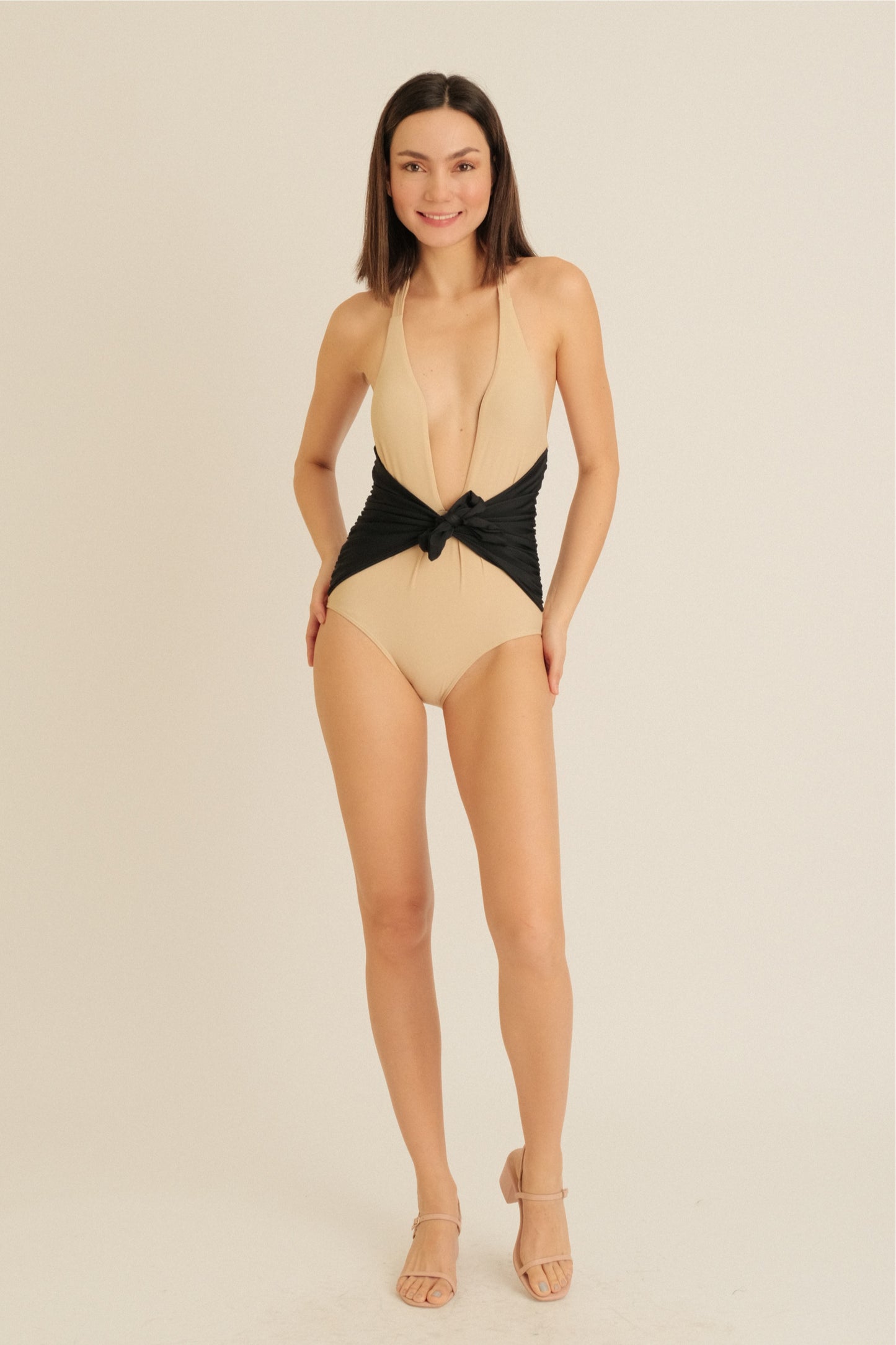 PAMELA FULL PIECE SWIMSUIT IN NUDE/BLACK