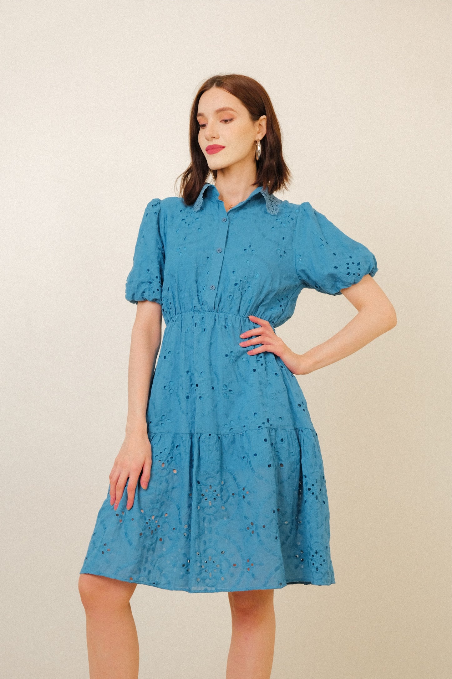 LEAH DRESS IN AZURE BLUE