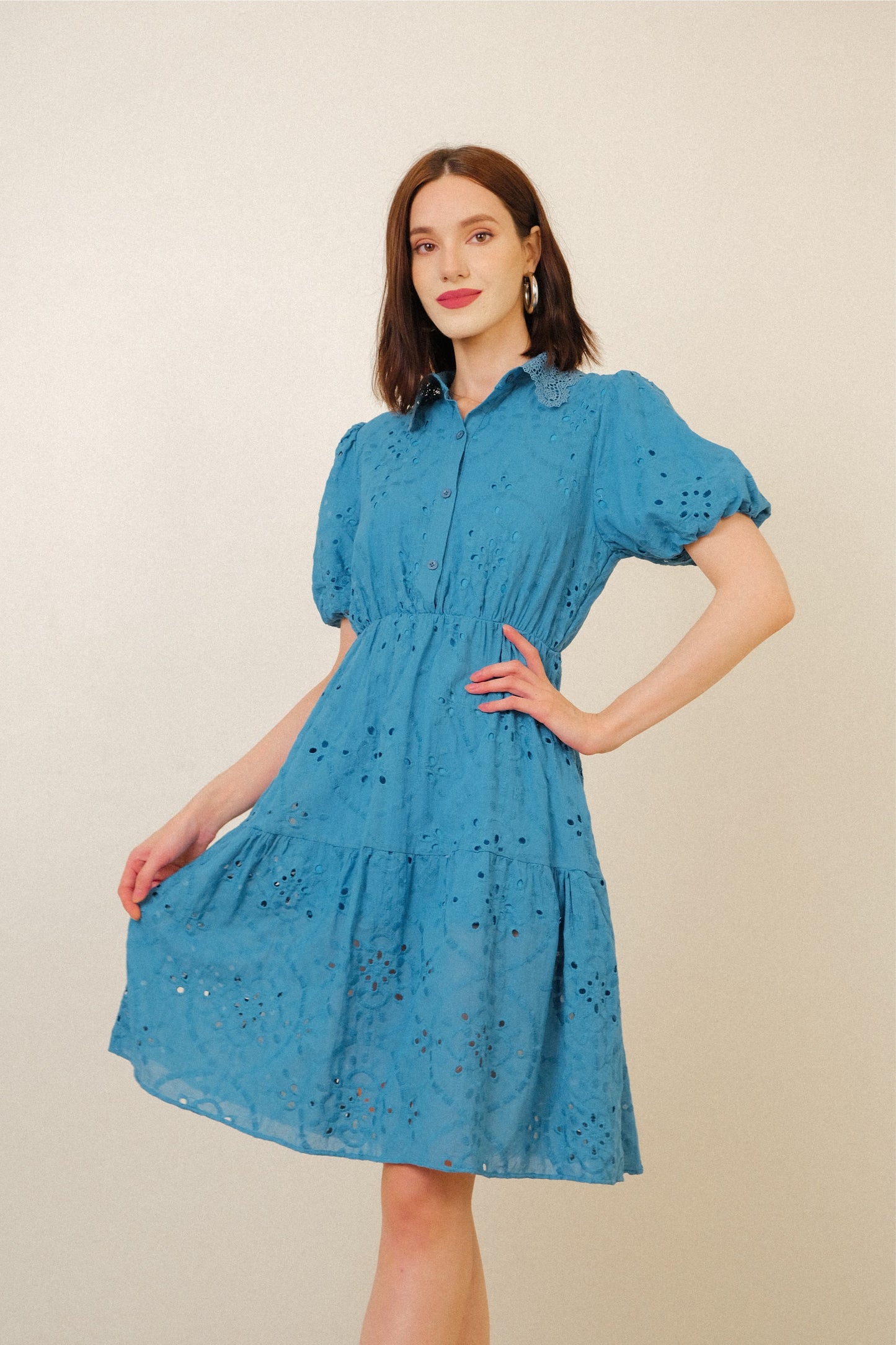 LEAH DRESS IN AZURE BLUE