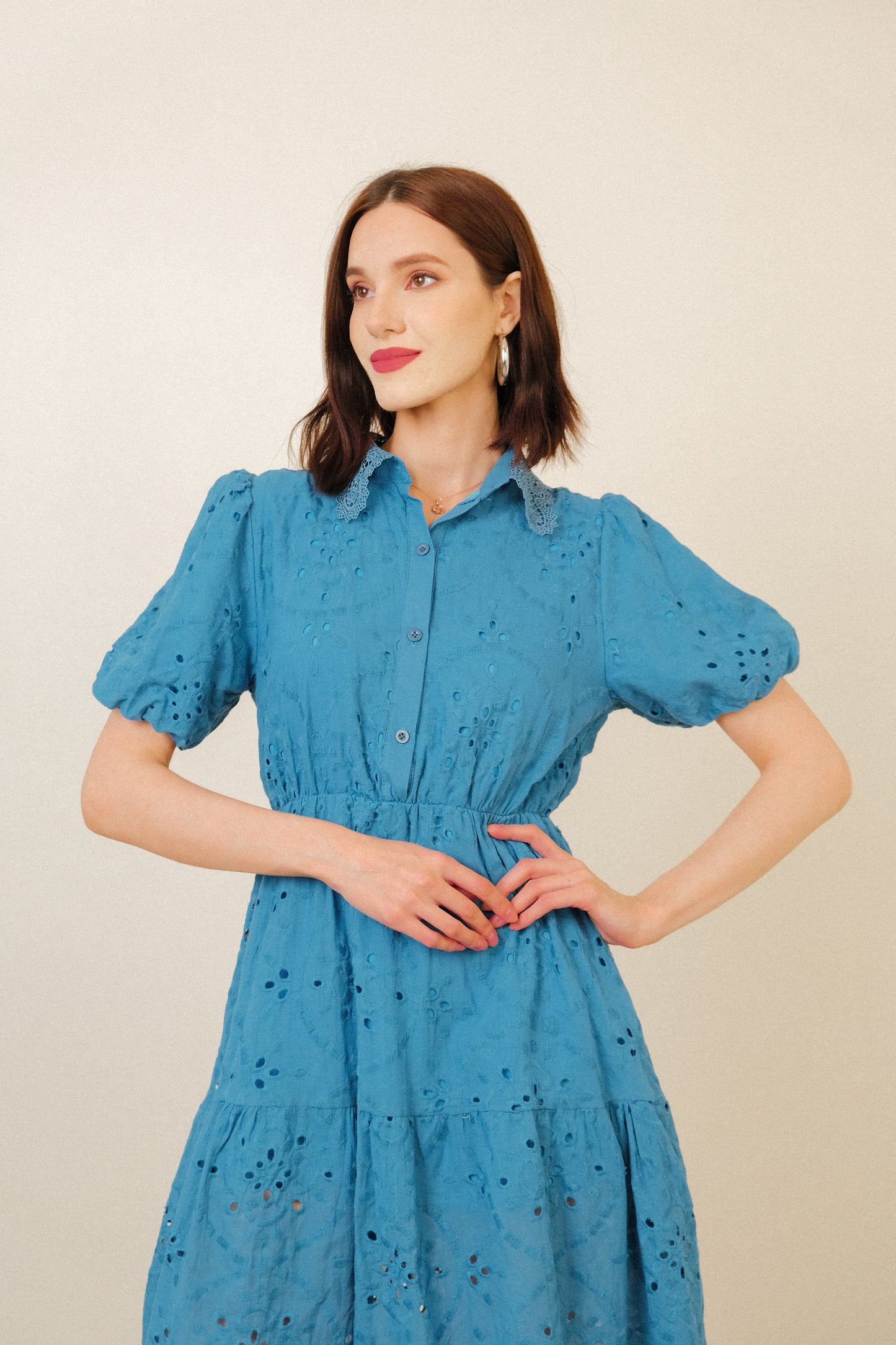 LEAH DRESS IN AZURE BLUE