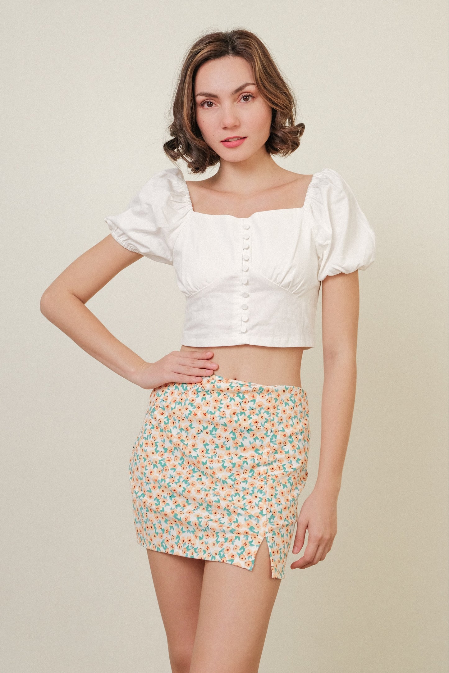 ABIGAIL SKIRT IN WHITE/CORAL
