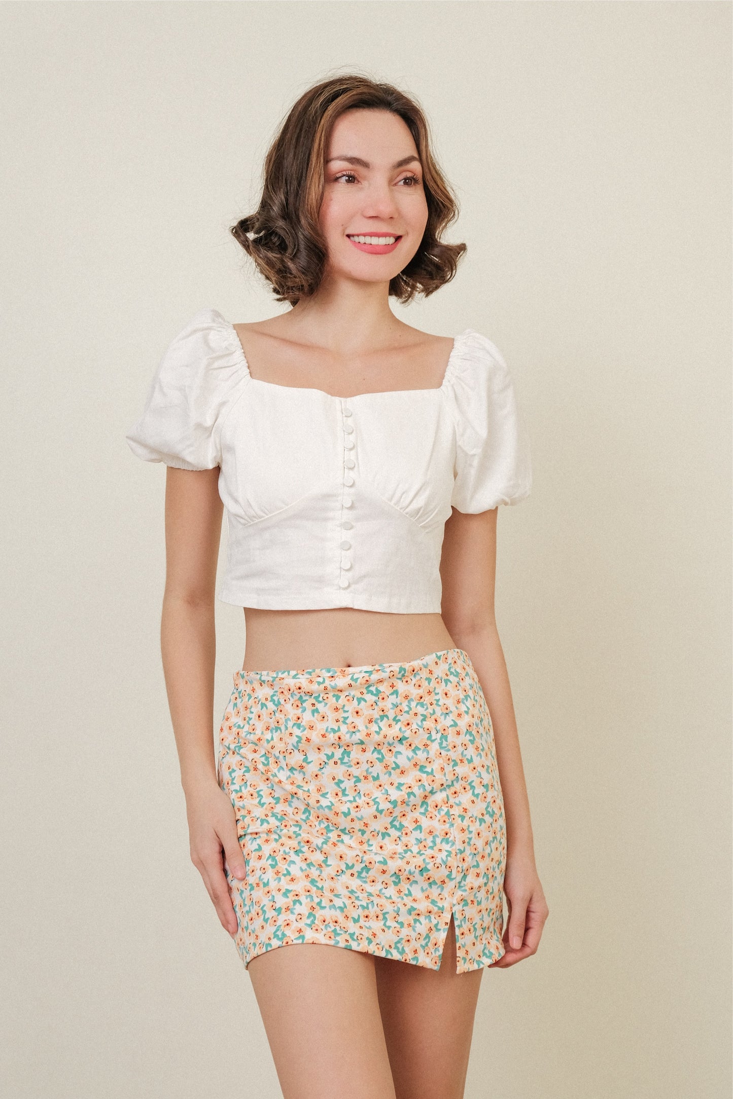 ABIGAIL SKIRT IN WHITE/CORAL