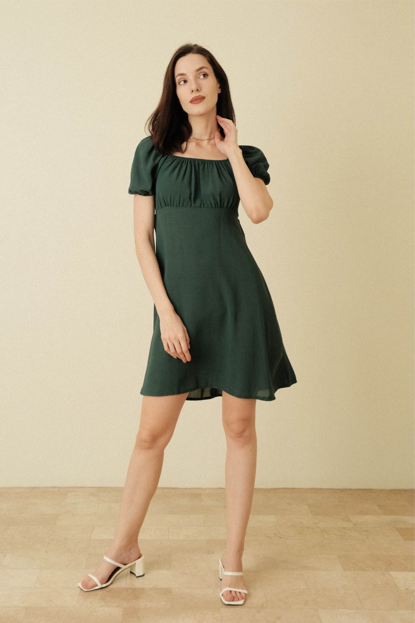 LISA DRESS IN MOSS GREEN