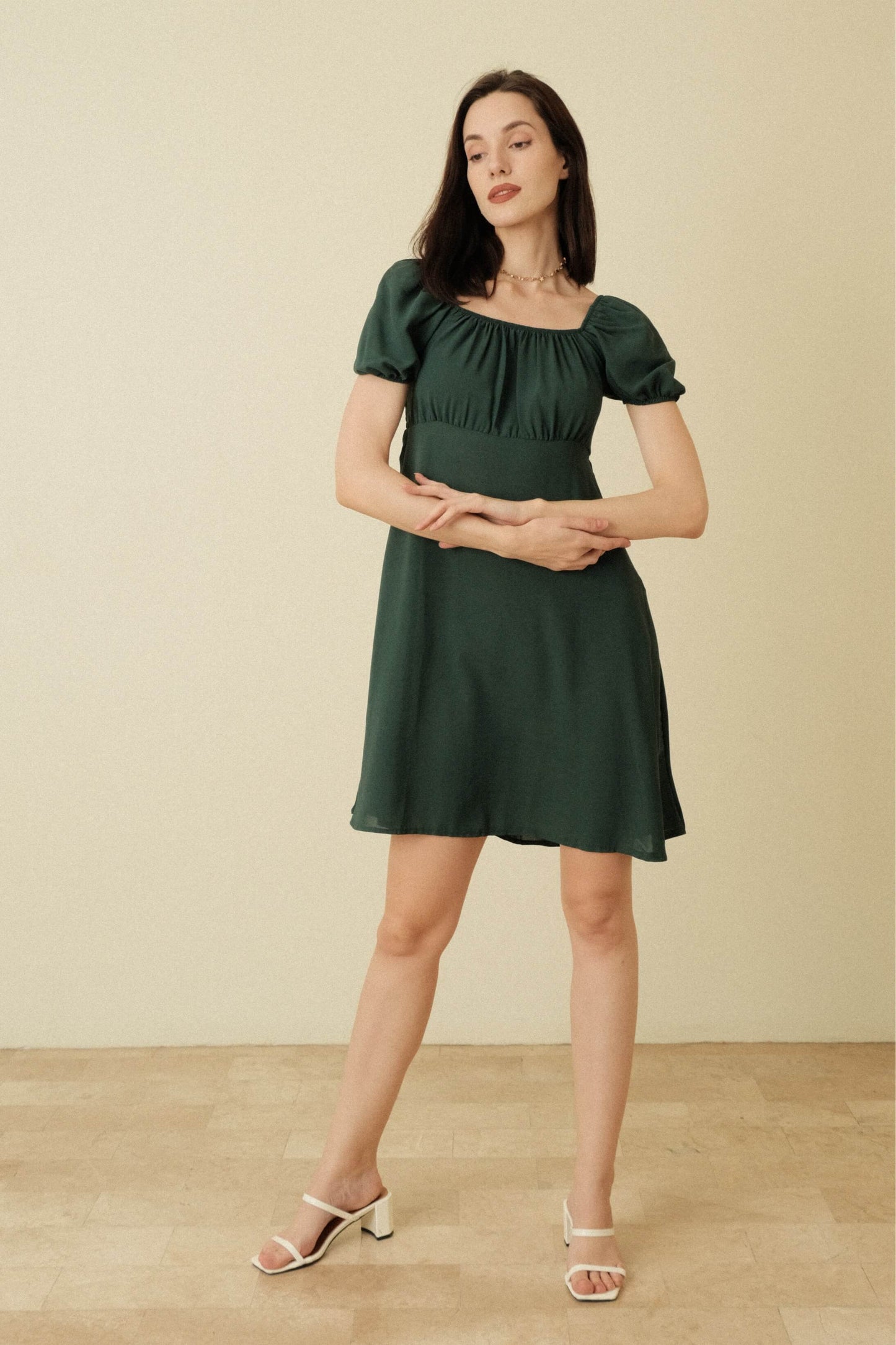 LISA DRESS IN MOSS GREEN