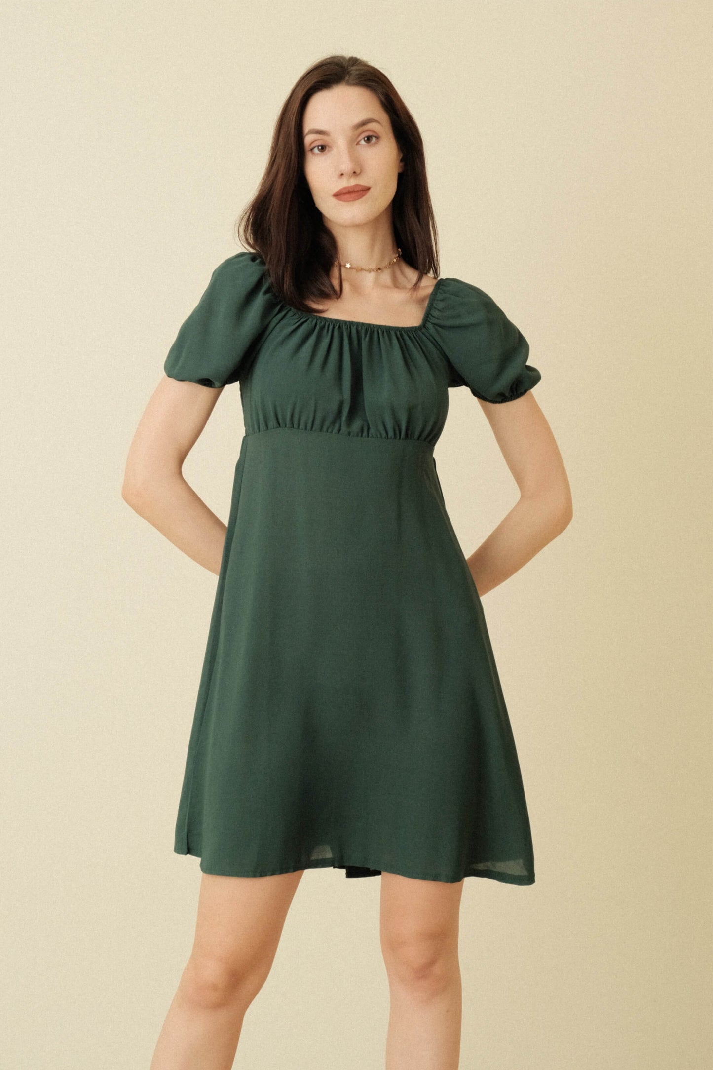 LISA DRESS IN MOSS GREEN