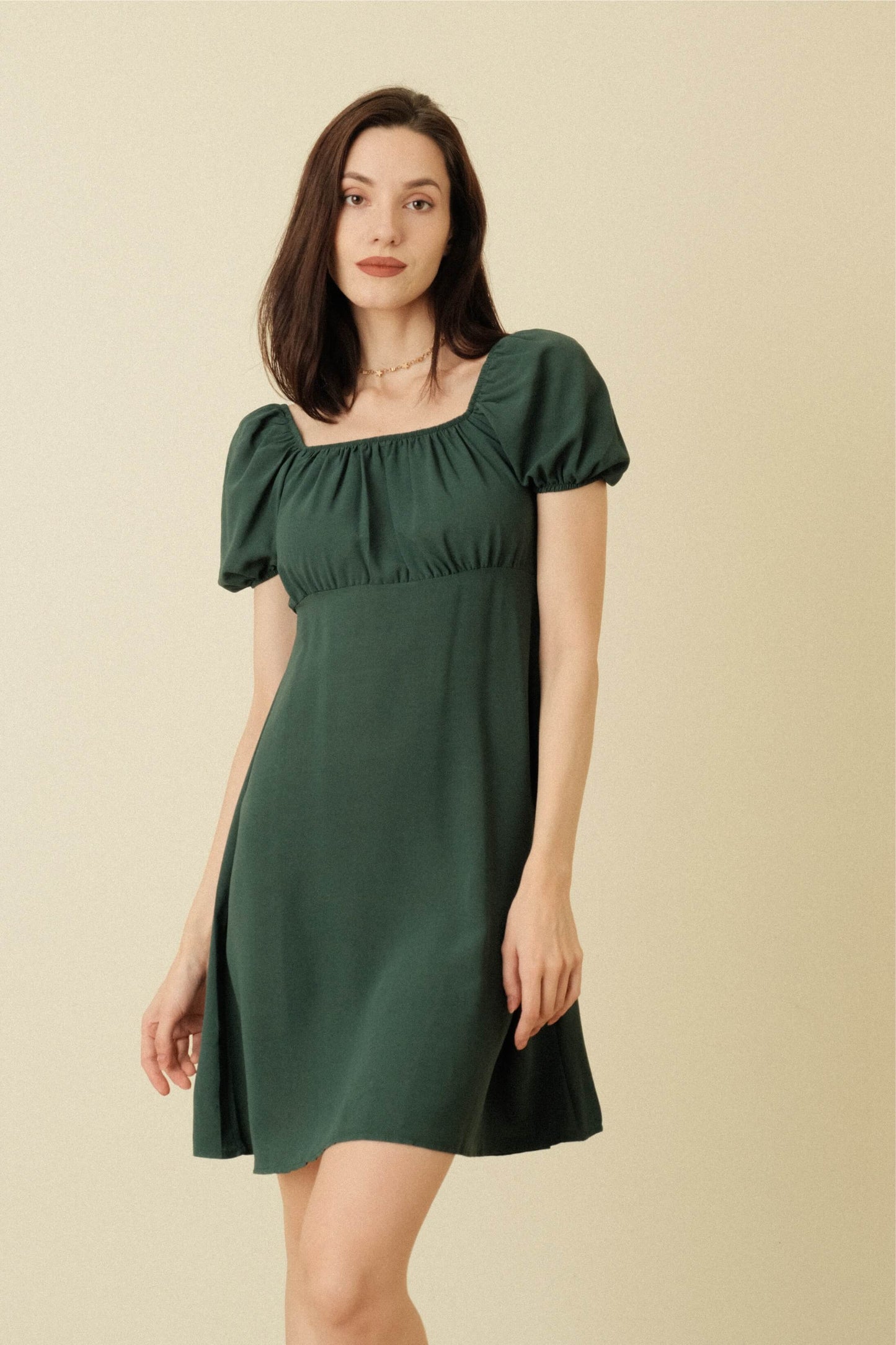 LISA DRESS IN MOSS GREEN