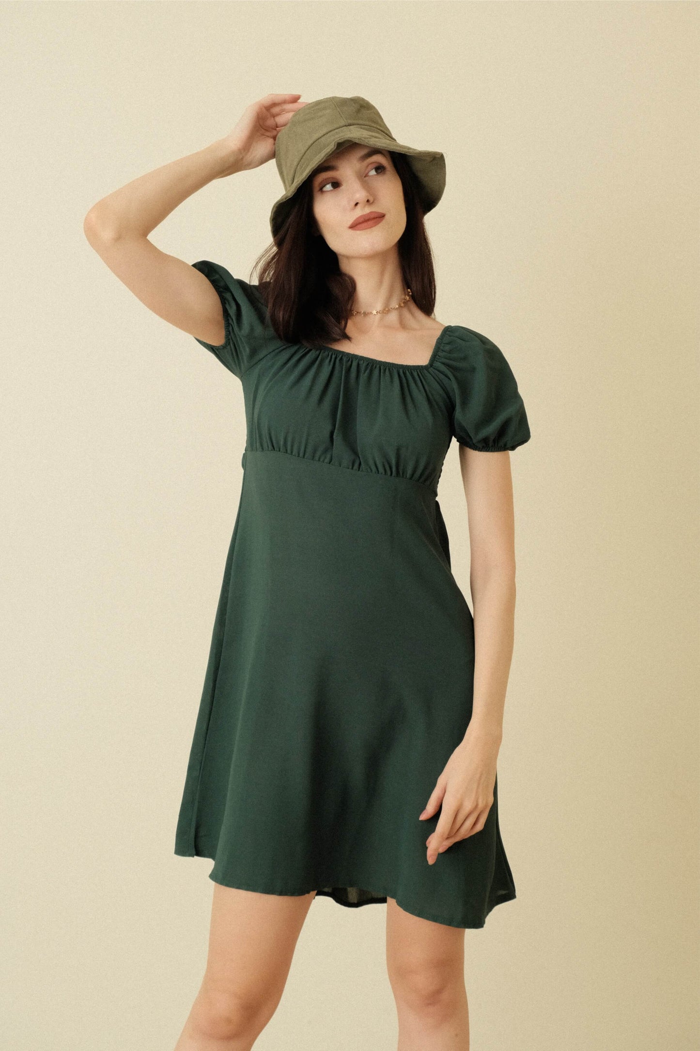 LISA DRESS IN MOSS GREEN