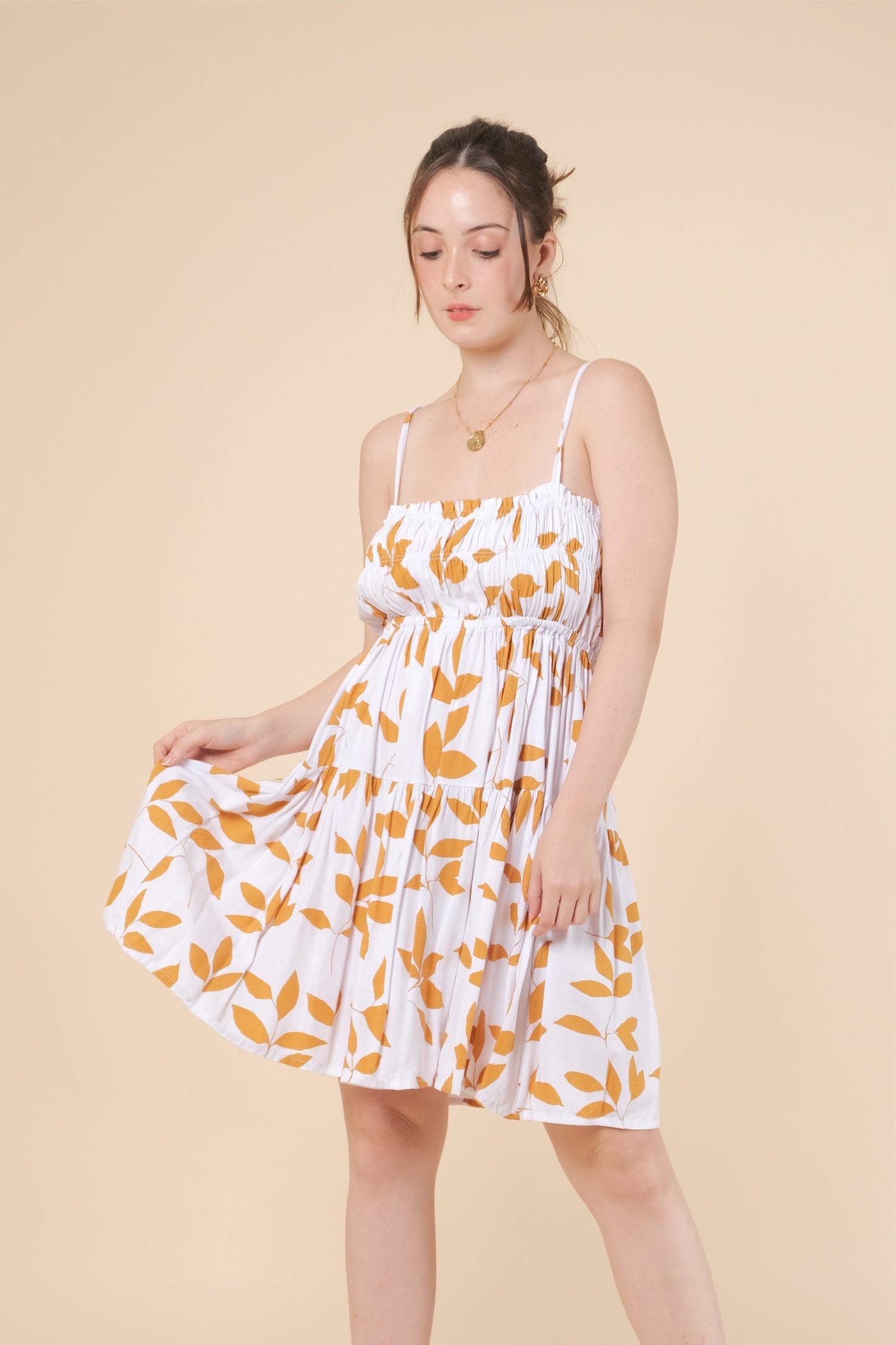 ERIN DRESS IN LEAVES