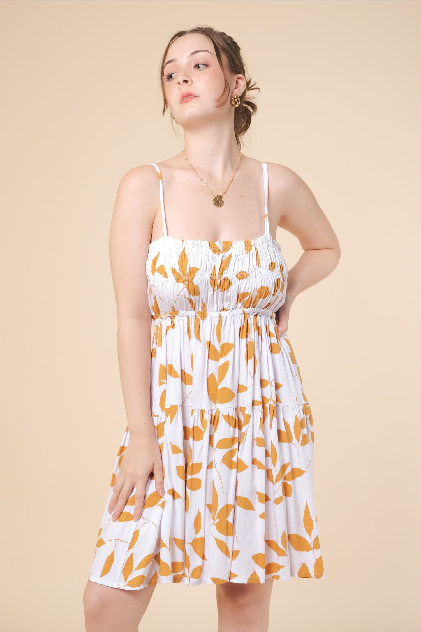 ERIN DRESS IN LEAVES