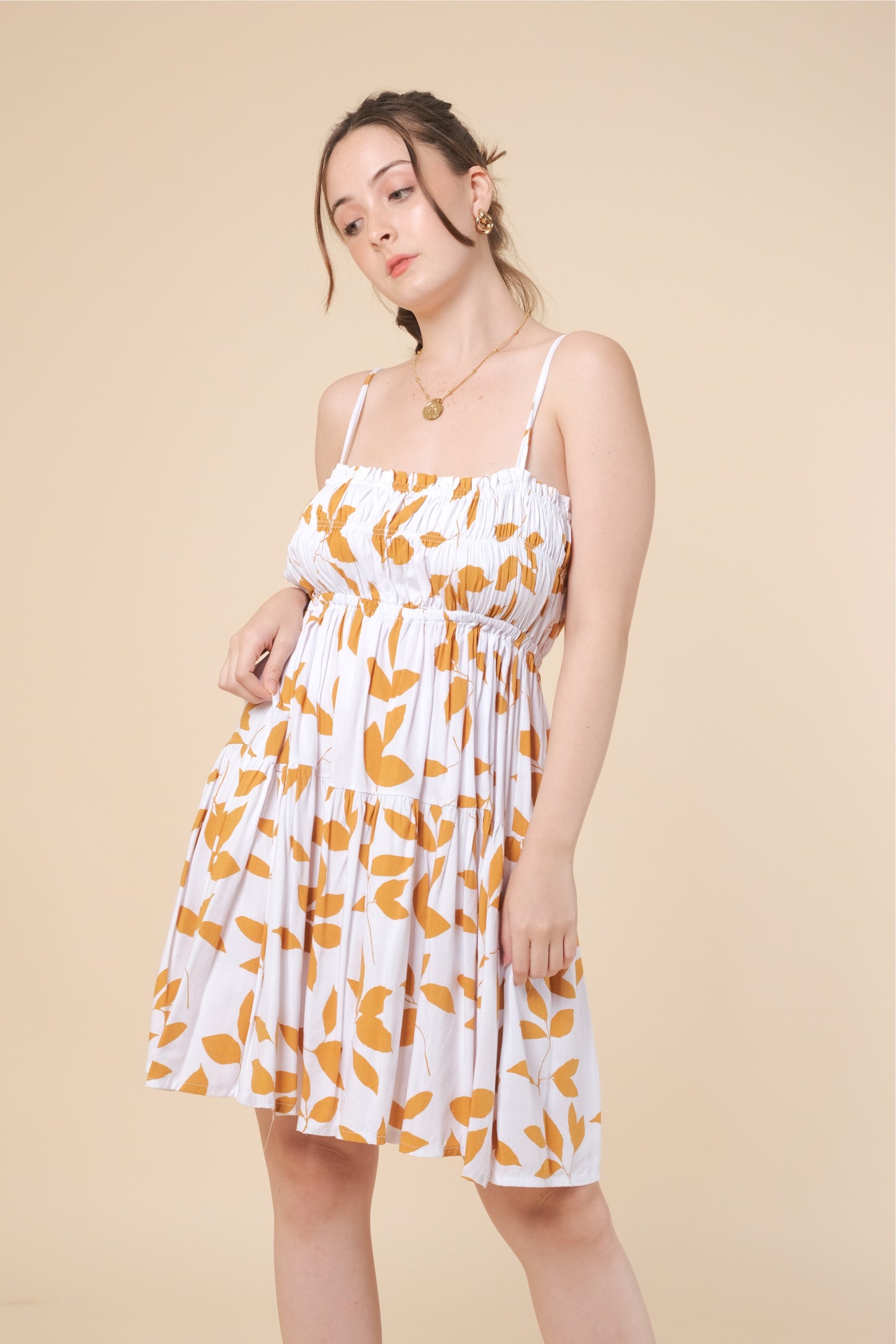 ERIN DRESS IN LEAVES