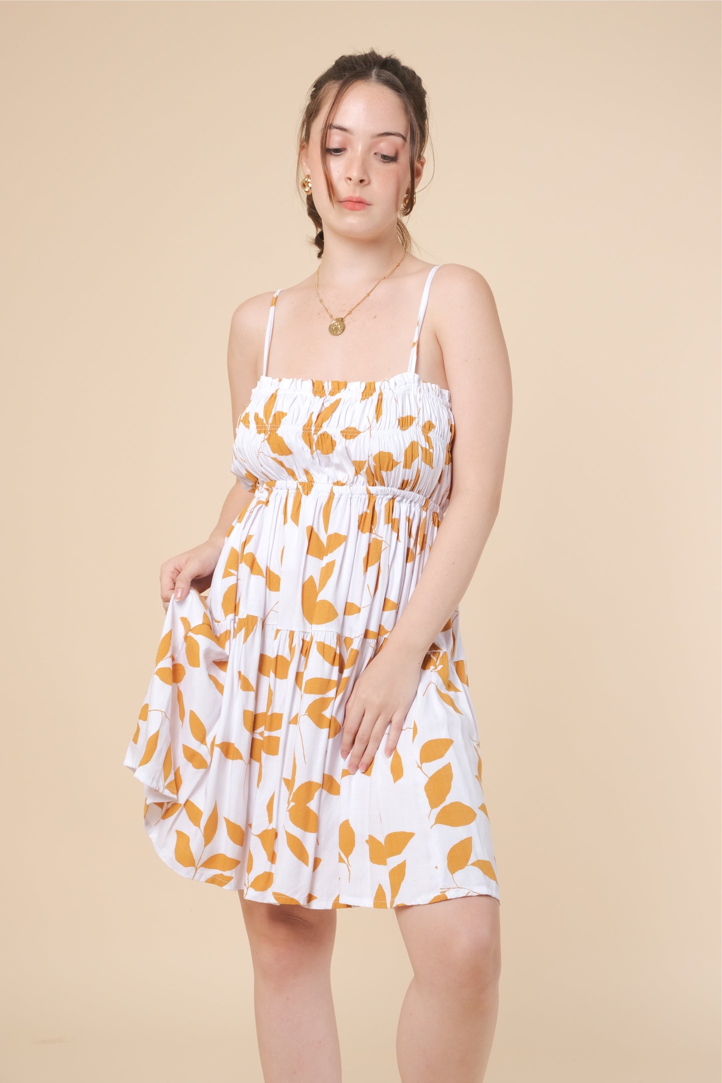 ERIN DRESS IN LEAVES