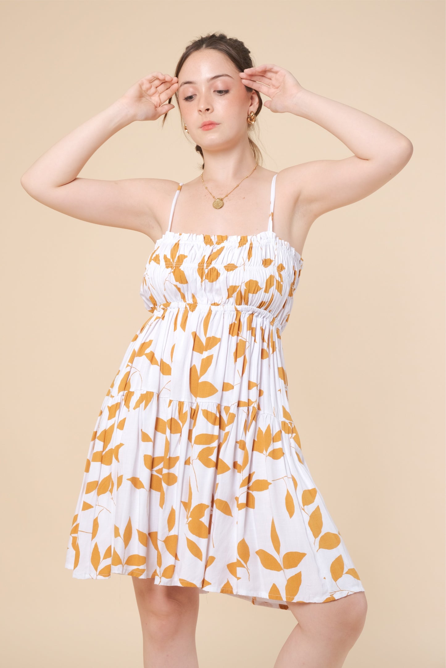 ERIN DRESS IN LEAVES