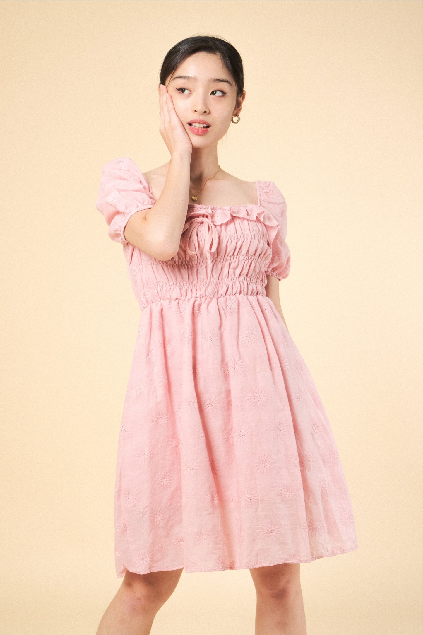 PAISLEY DRESS IN BABY PINK