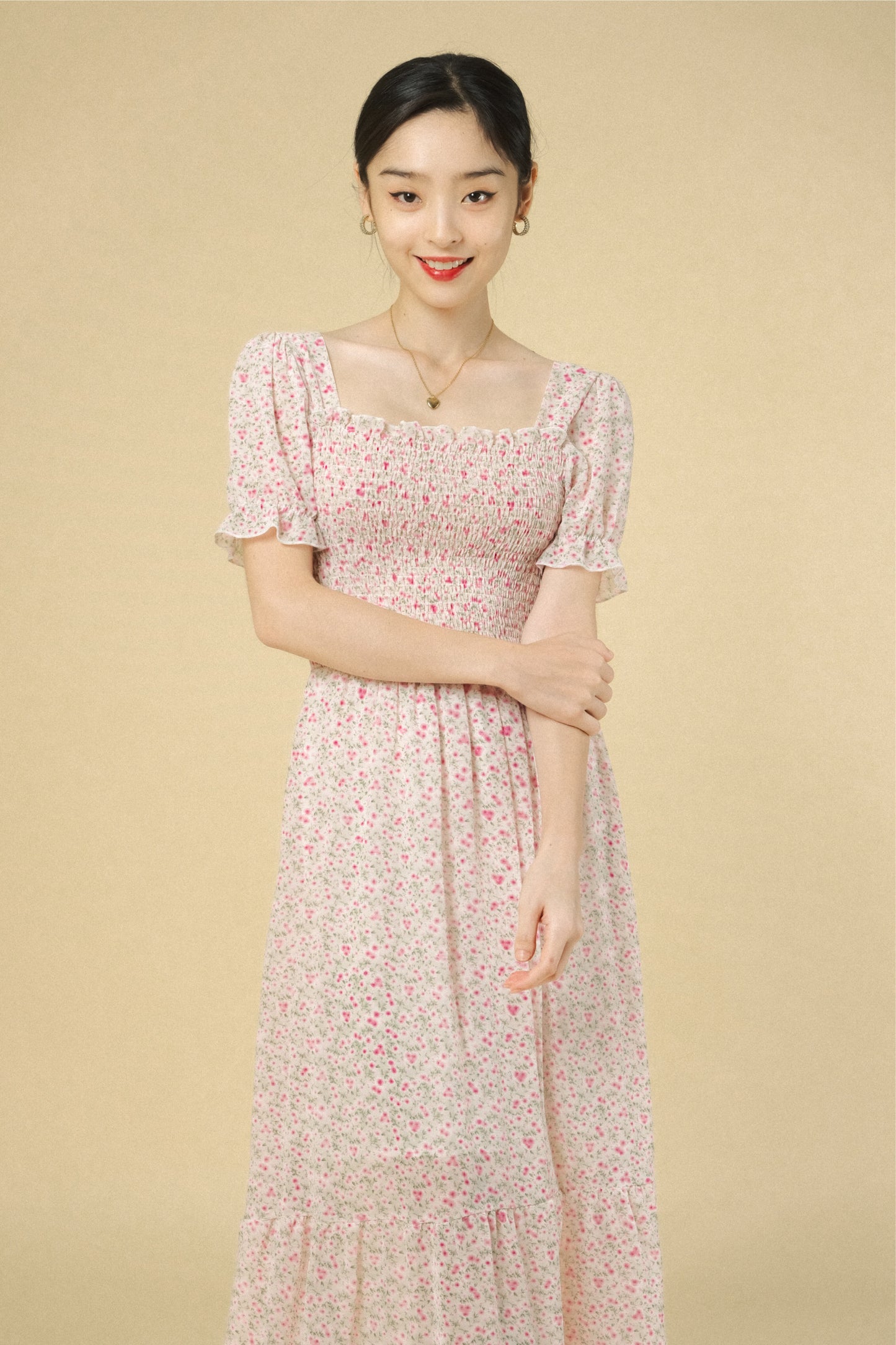 TIFFANY DRESS IN CREAM PINK