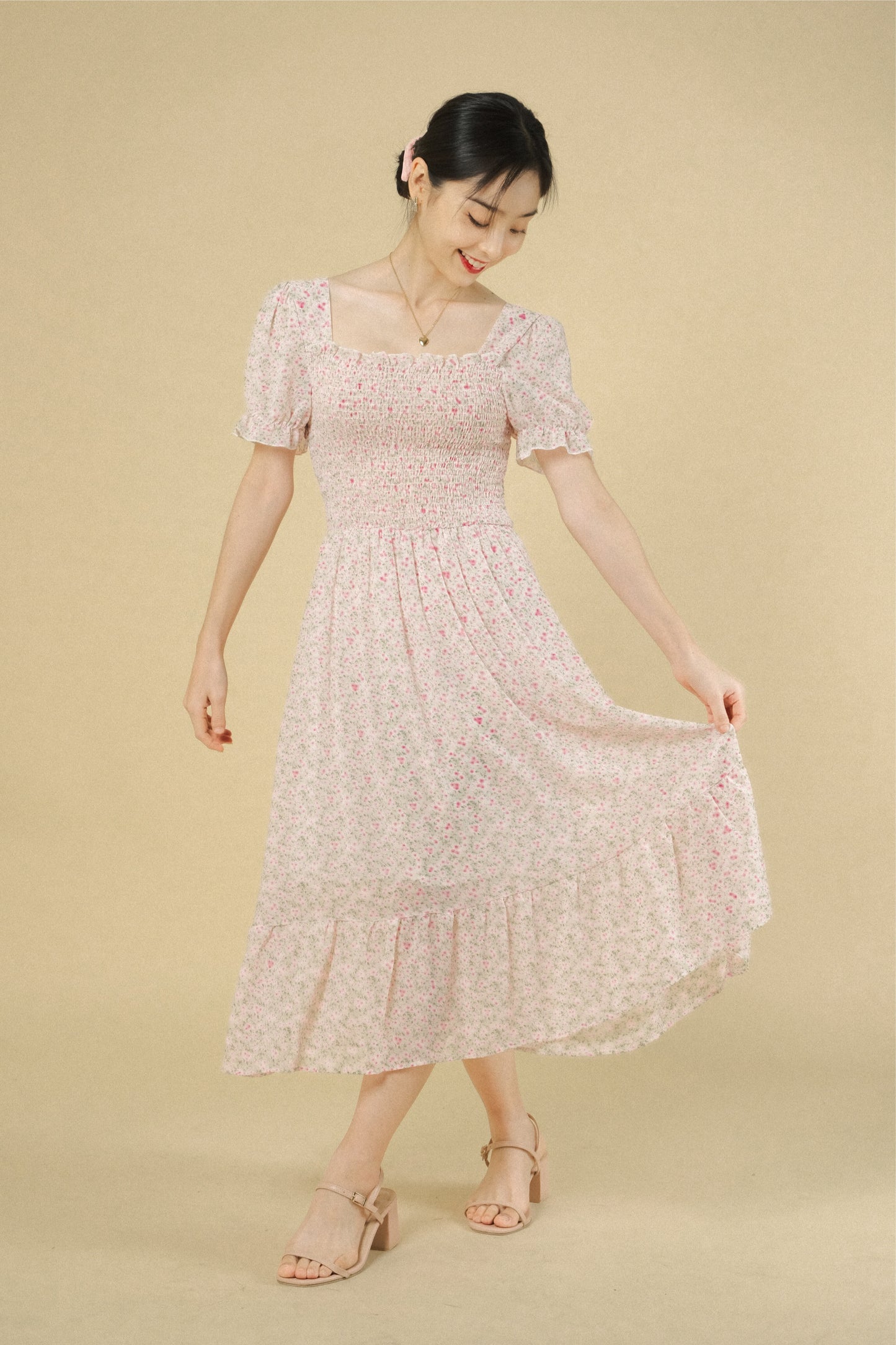 TIFFANY DRESS IN CREAM PINK