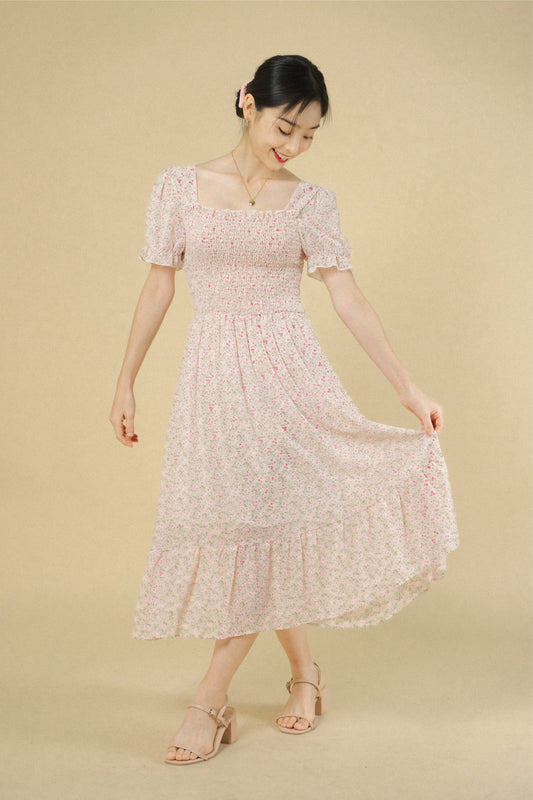 TIFFANY DRESS IN CREAM PINK