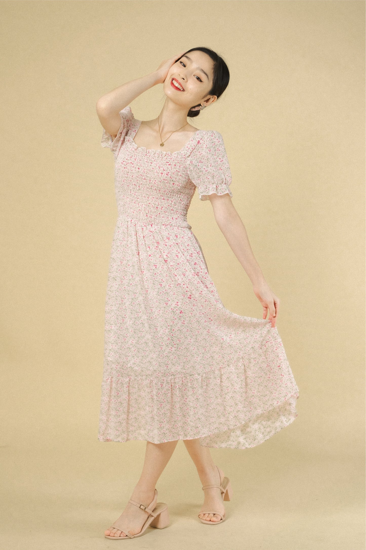 TIFFANY DRESS IN CREAM PINK