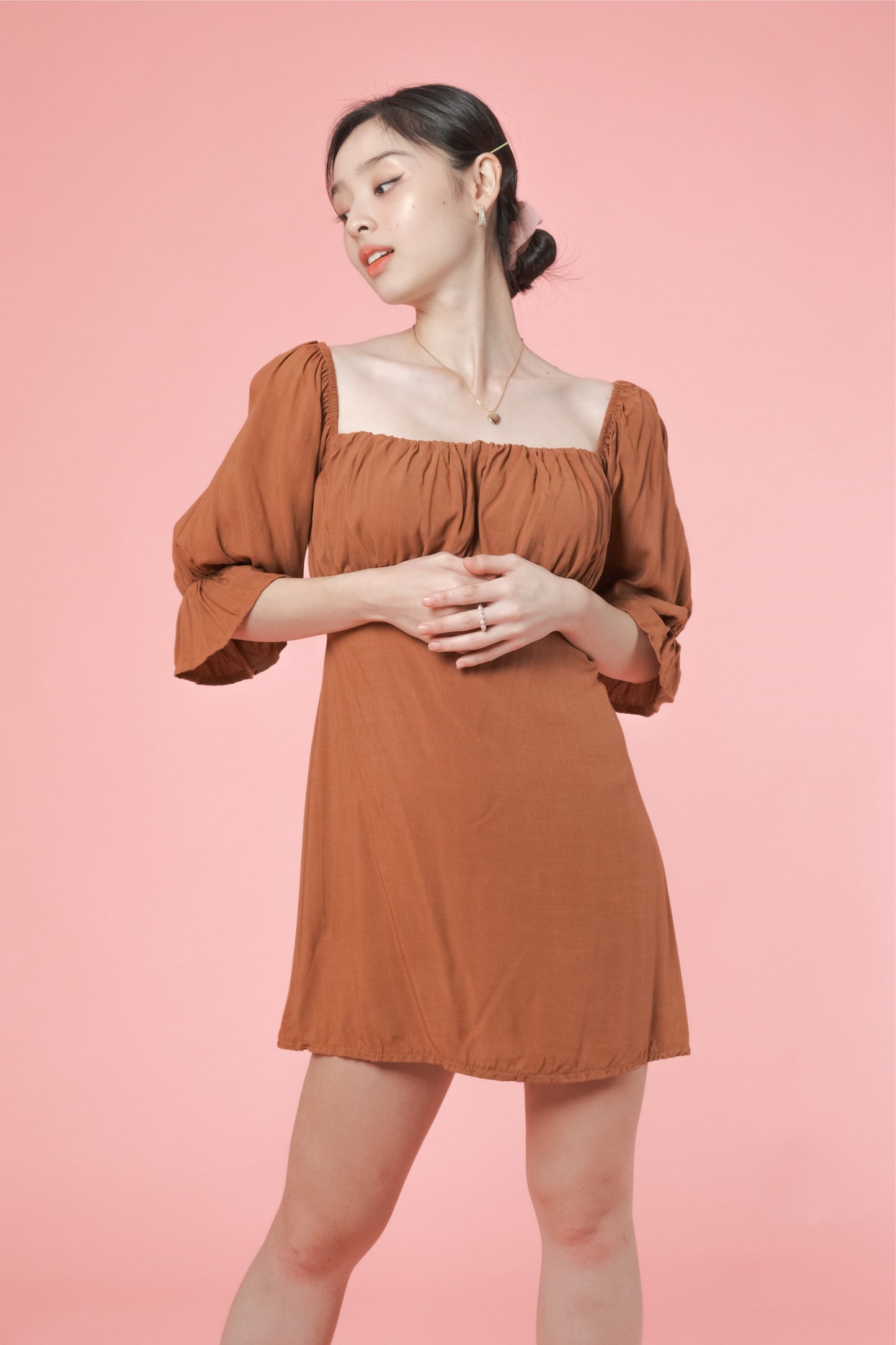 SAVANNAH DRESS IN CARAMEL