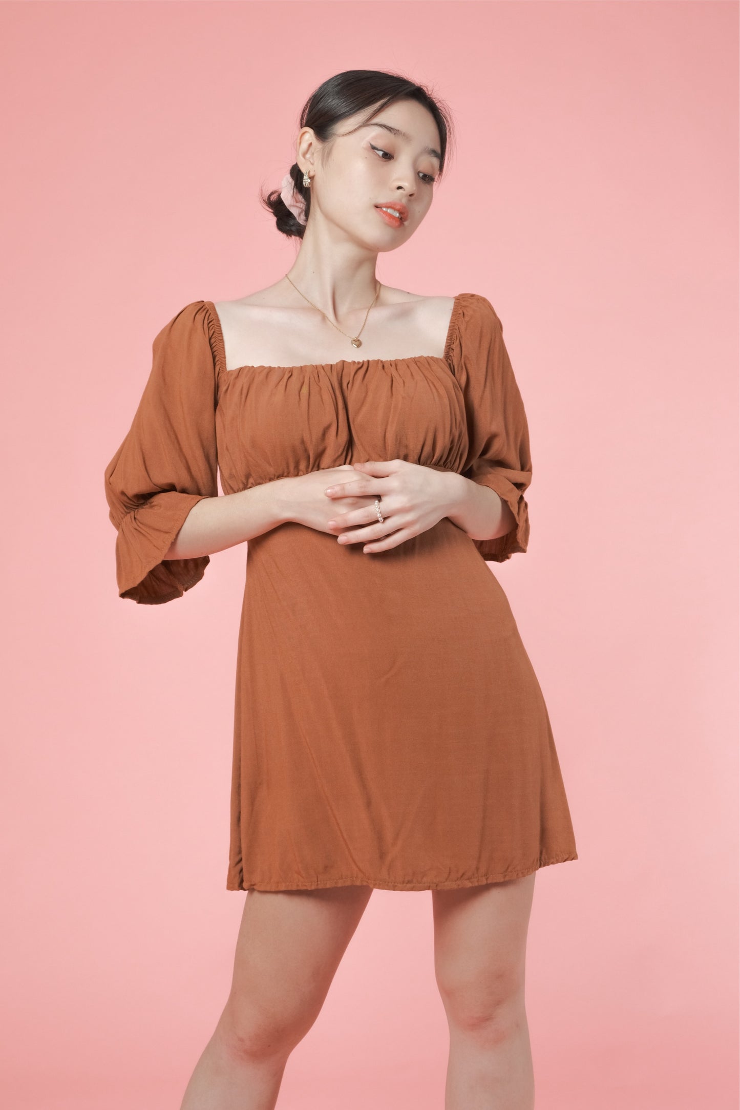 SAVANNAH DRESS IN CARAMEL