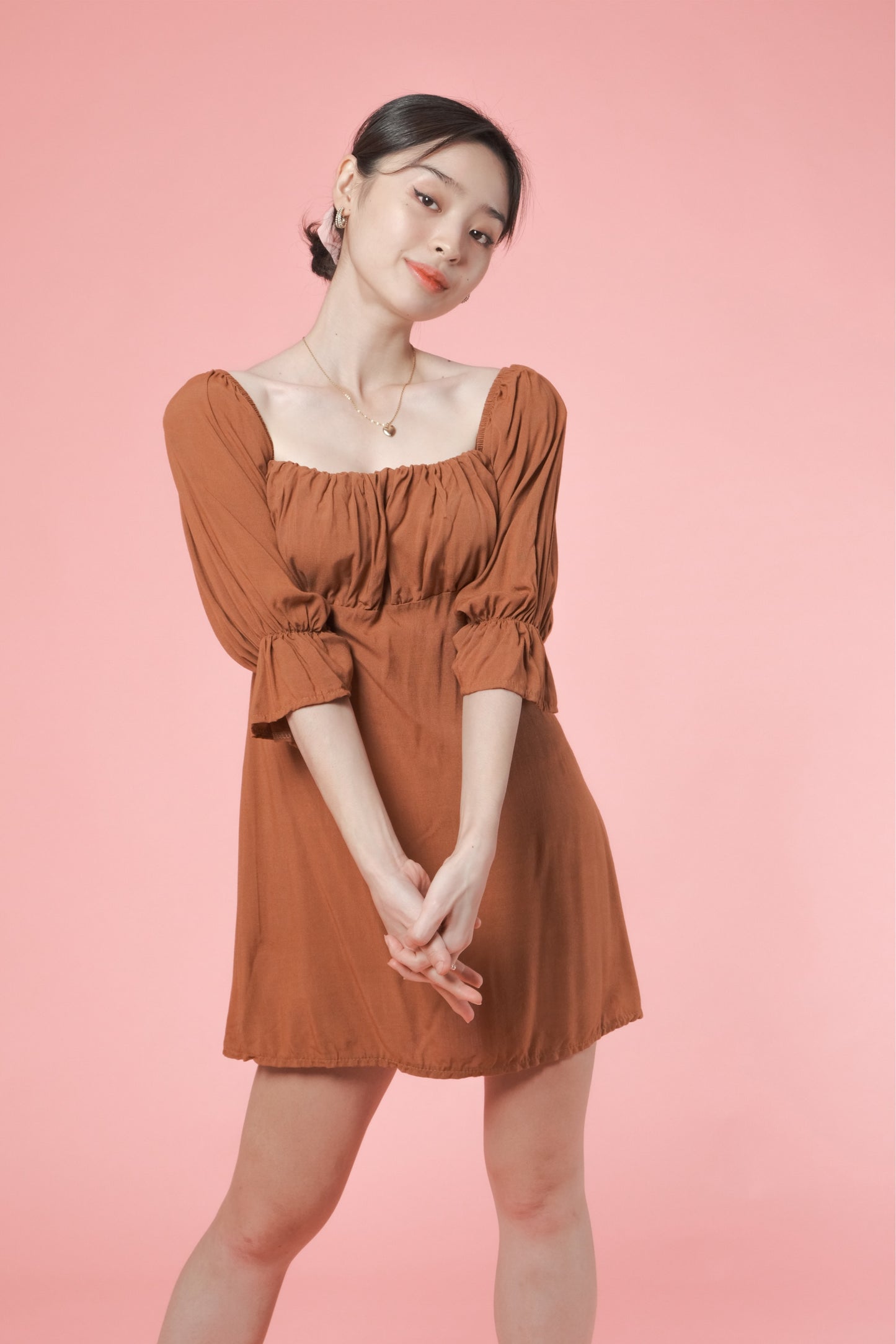 SAVANNAH DRESS IN CARAMEL