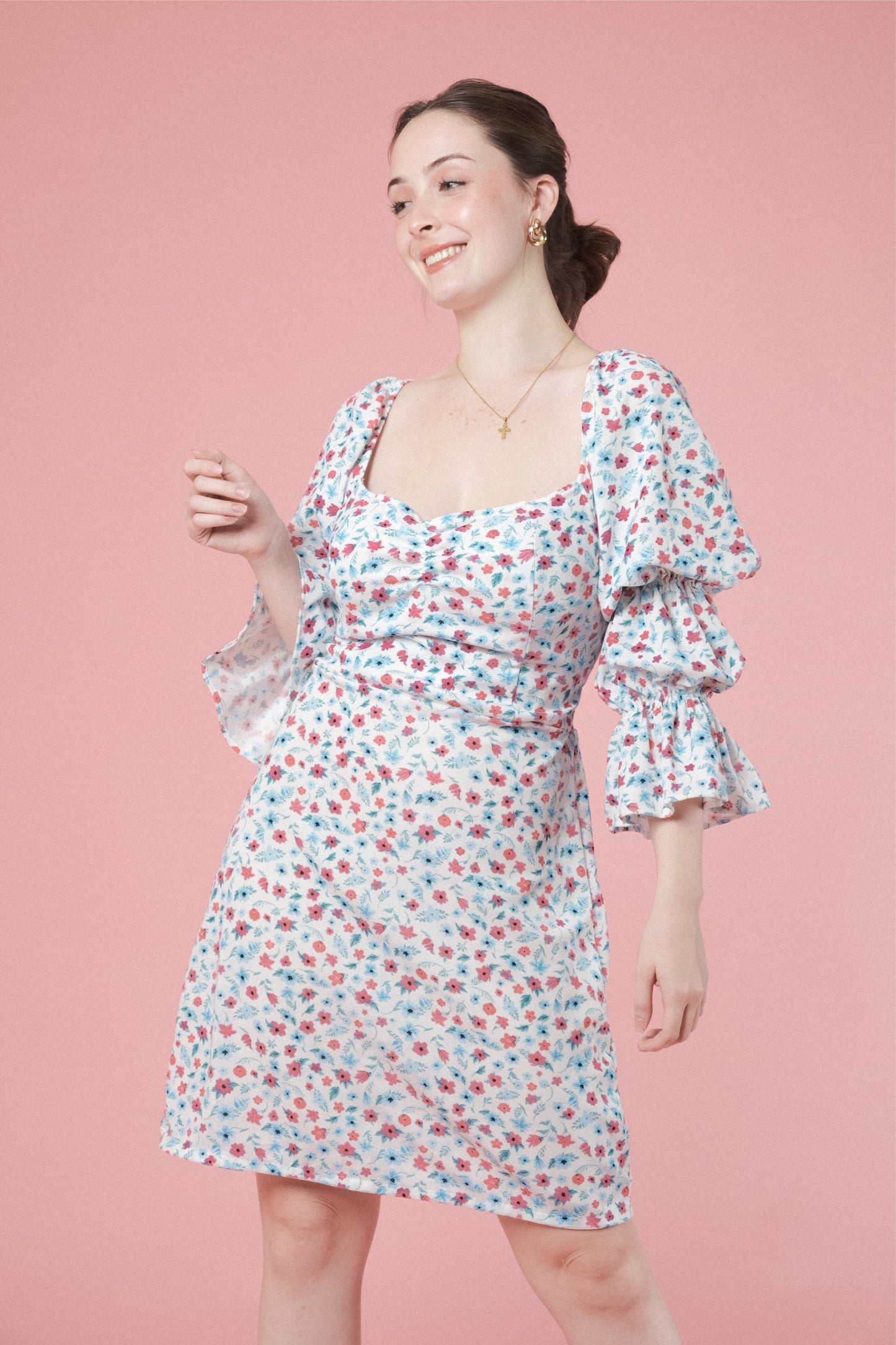 JESSICA DRESS IN WHITE/BLUE