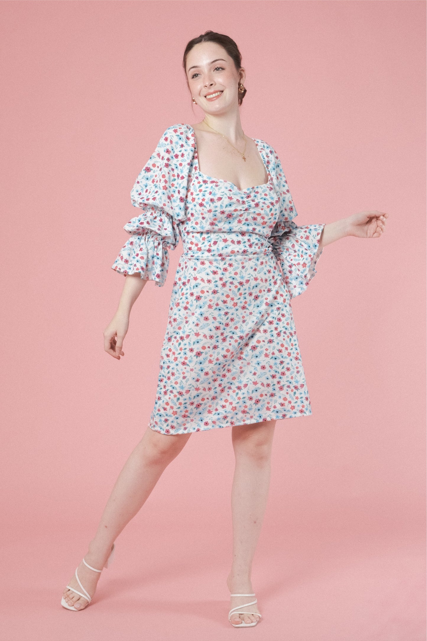 JESSICA DRESS IN WHITE/BLUE