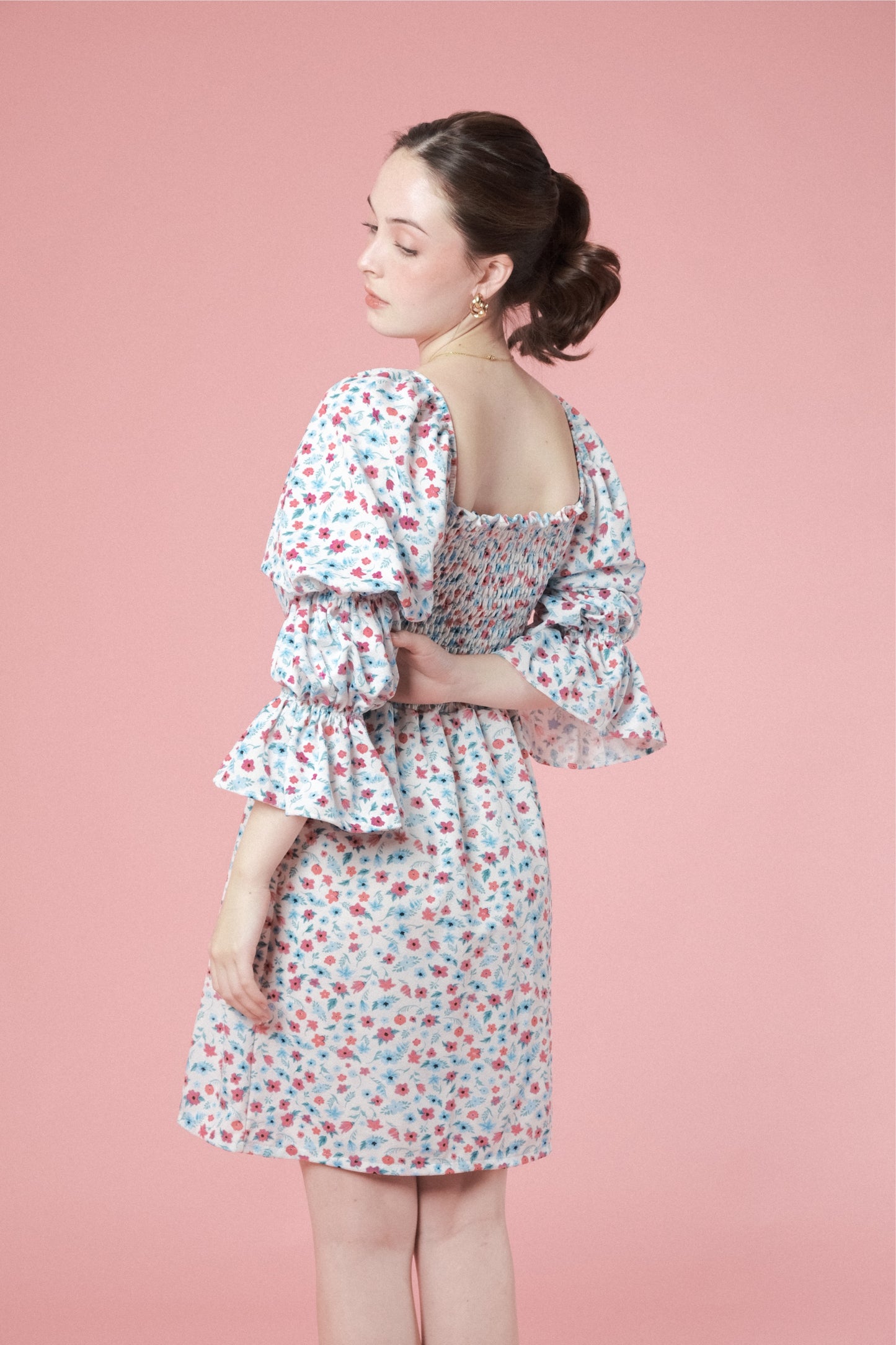 JESSICA DRESS IN WHITE/BLUE