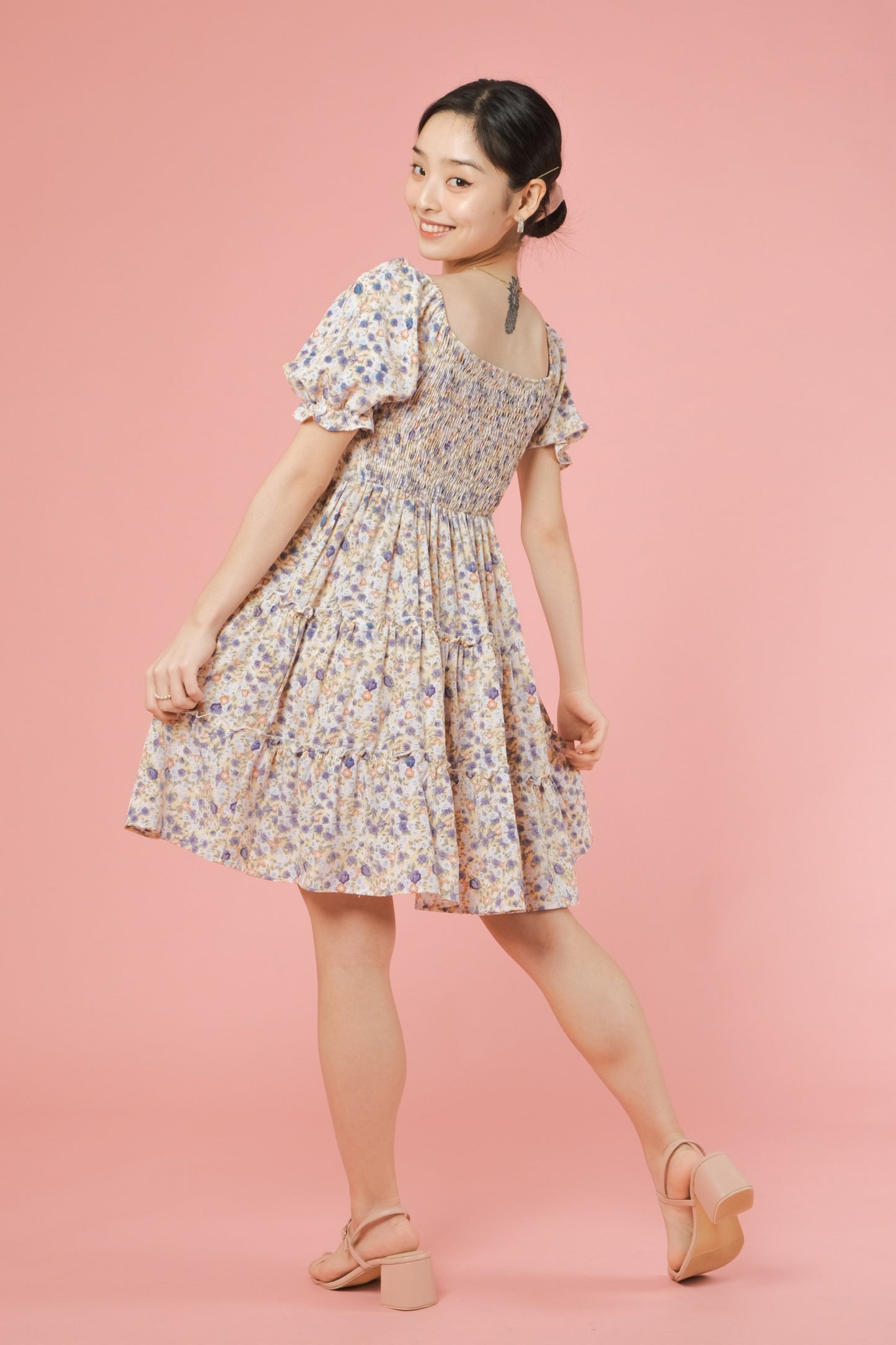 NIMA DRESS IN LAVENDER/YELLOW