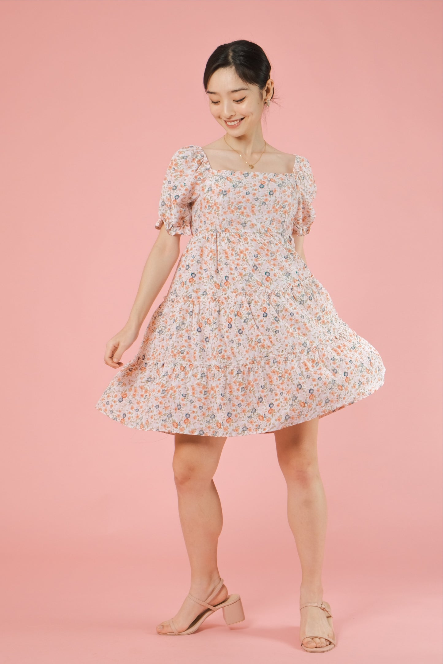 NIMA DRESS IN CREAM/PINK