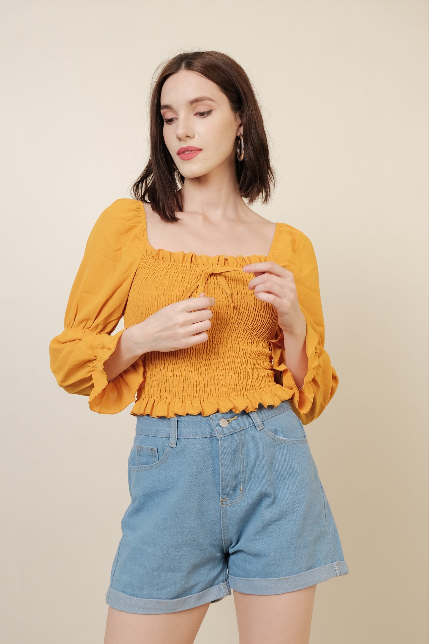SARAH TOP IN YELLOW MUSTARD