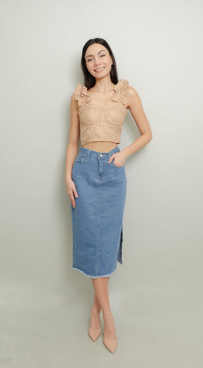 CZARL CROPPED TOP IN BROWN