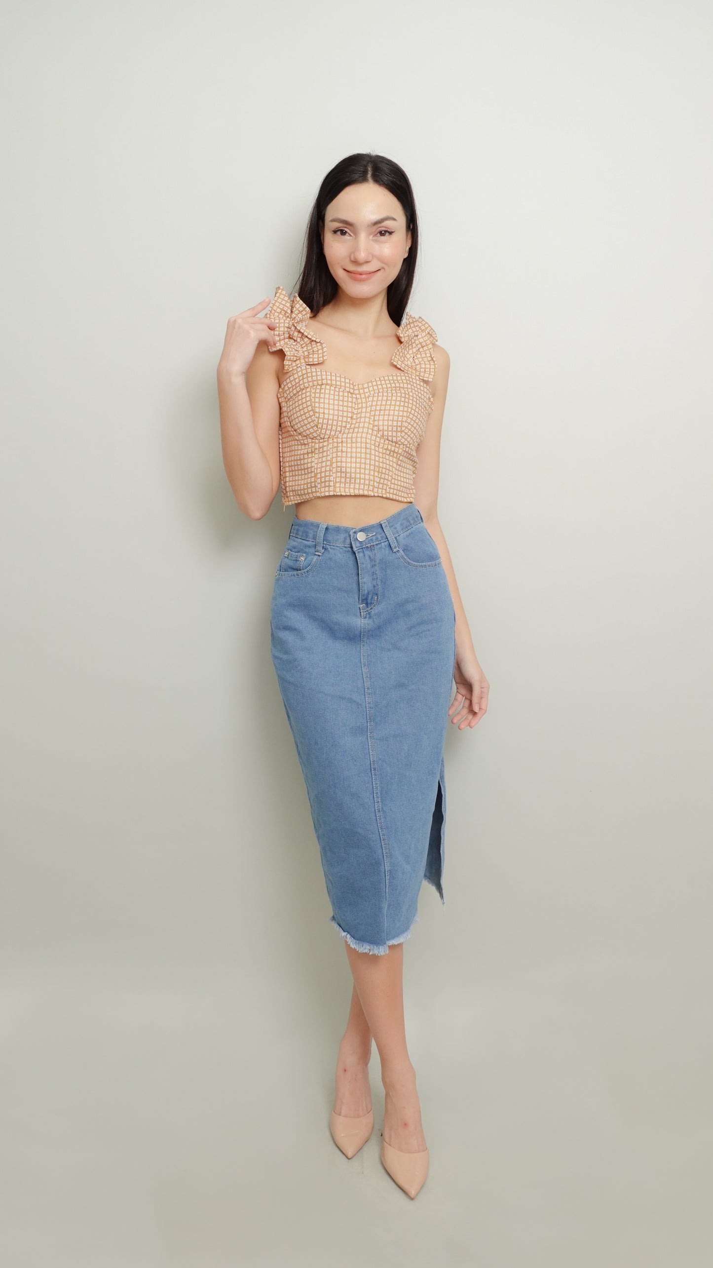 CZARL CROPPED TOP IN BROWN