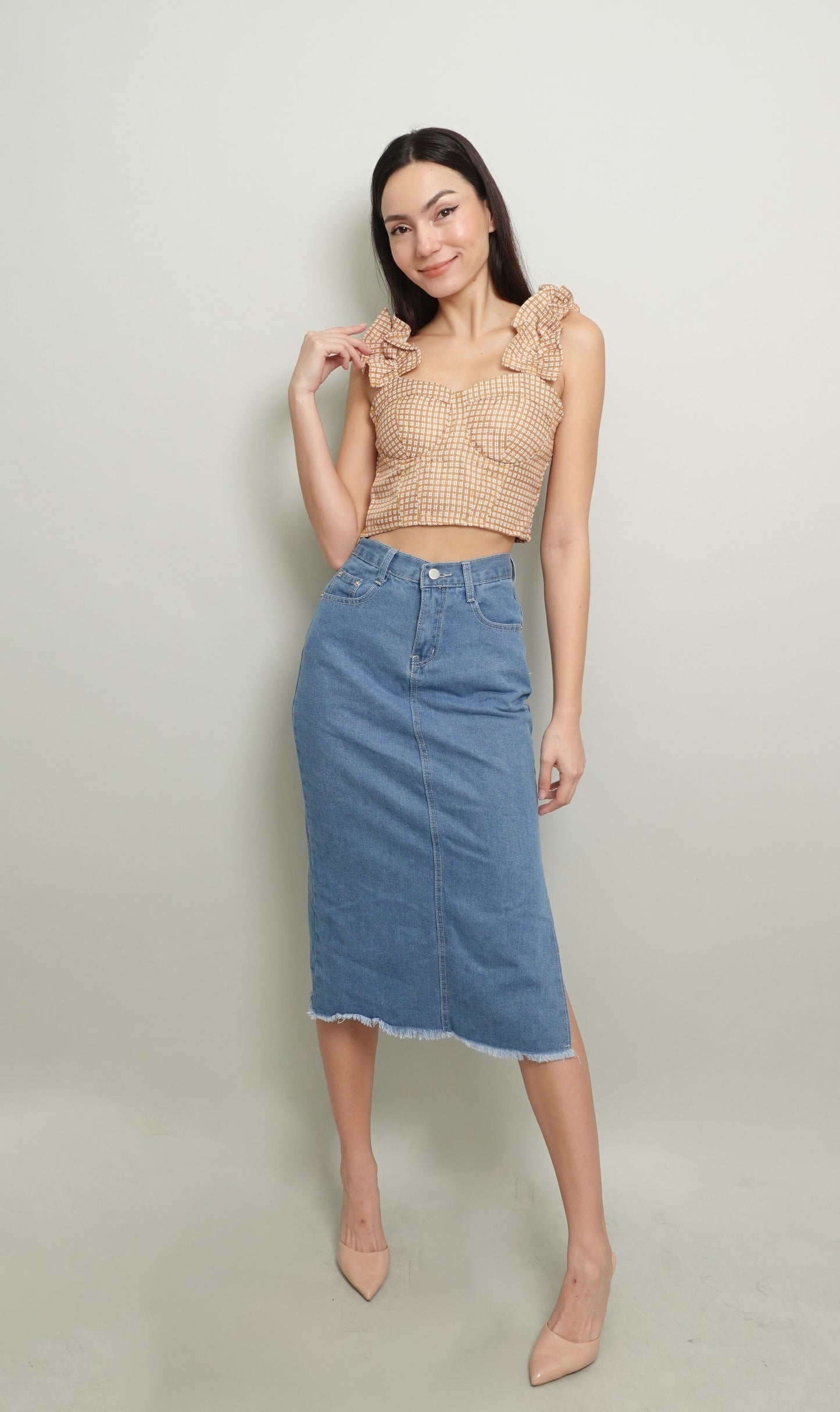 CZARL CROPPED TOP IN BROWN