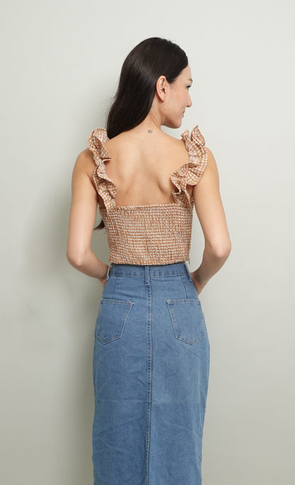 CZARL CROPPED TOP IN BROWN